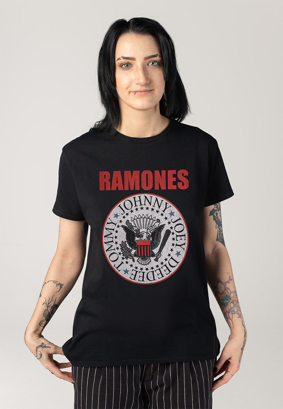 Ramones - Hey Ho Red Block Text - T-Shirt | Women-Image