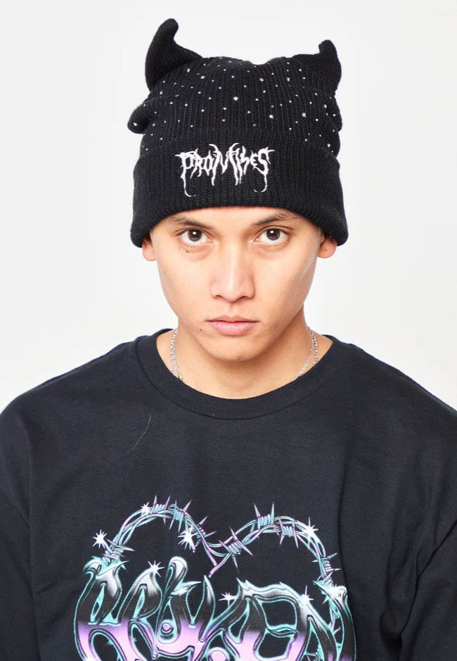 Broken Promises - Rhinestone Devil Horn - Beanie | Neutral-Image