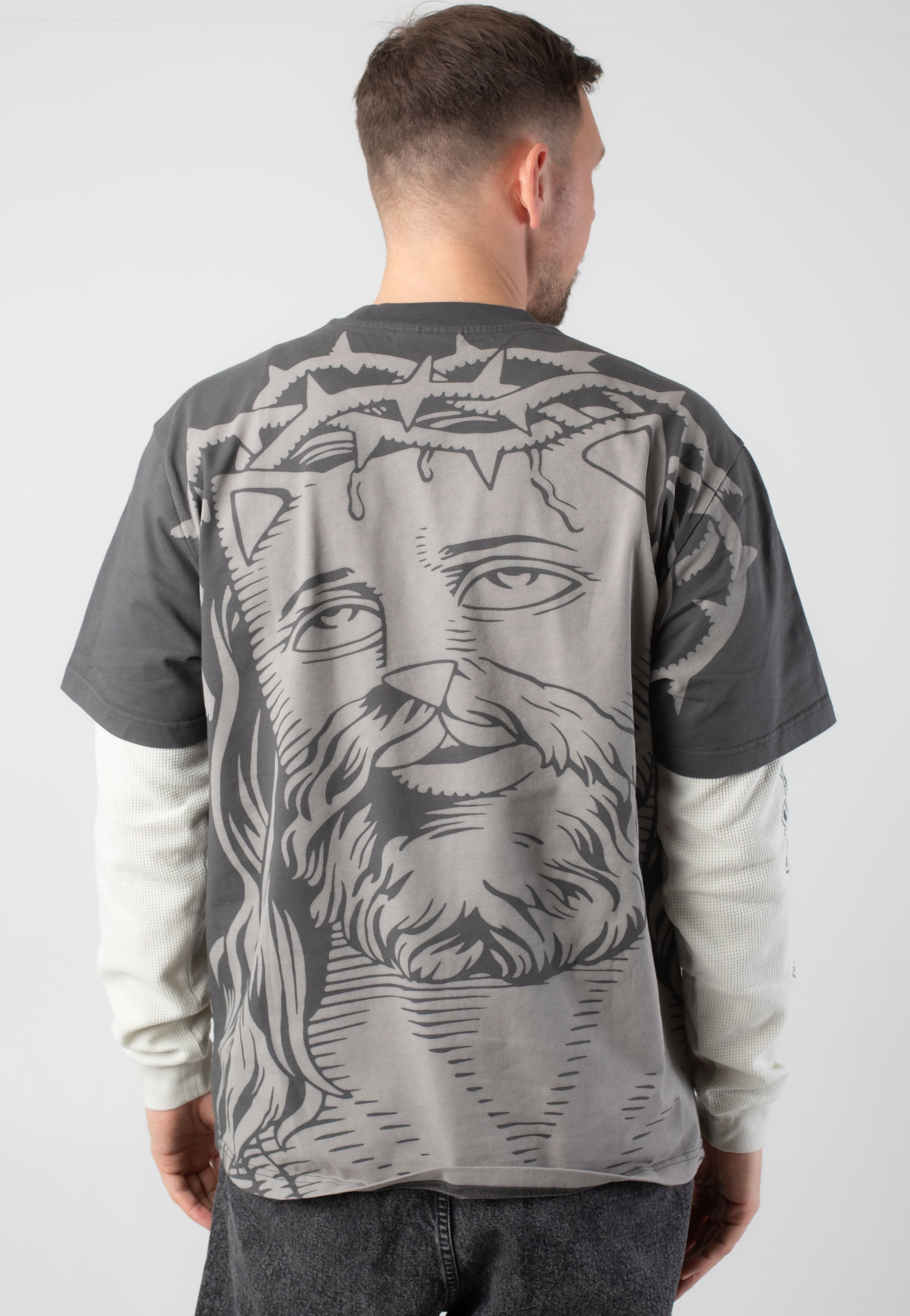 RIPNDIP - Lord Savior Double Sleeve Dark Charcoal - Sweater | Men-Image