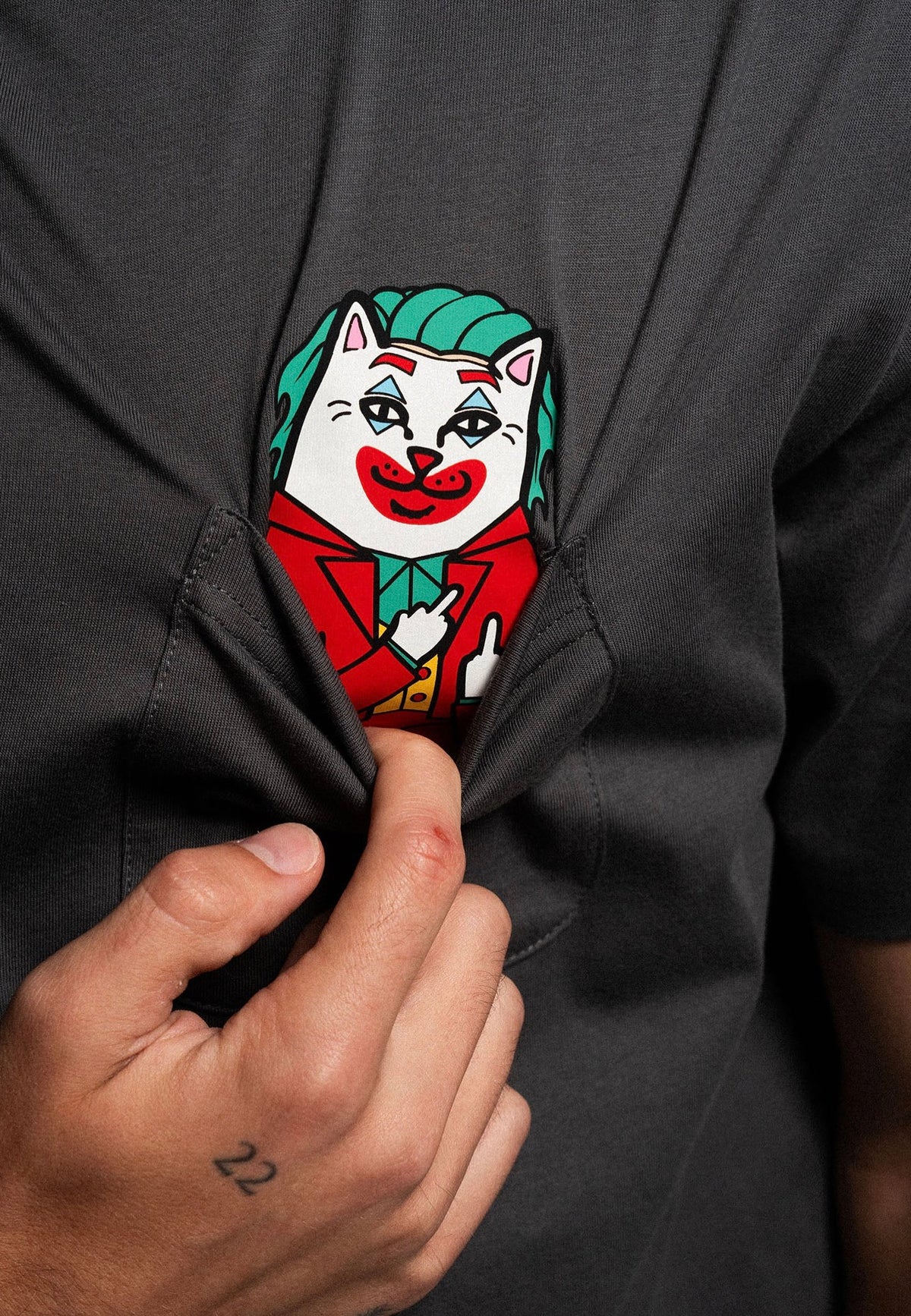 RIPNDIP Why So Nermal? Pocket Charcoal Tričko | Men-Image