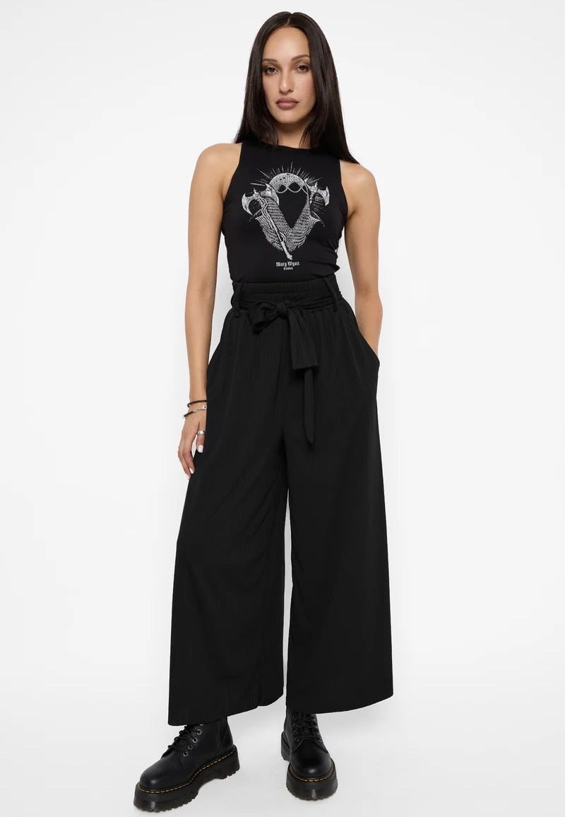 Mary Wyatt Rowan Pleated Black Kalhoty | Women-Image