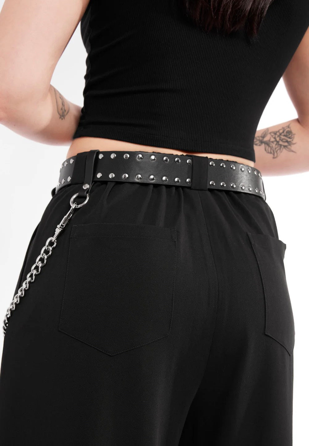 Mary Wyatt - Sabrina Appleskin™ Vegan Leather Studded Mid-Rise Black - Belt | Neutral-Image