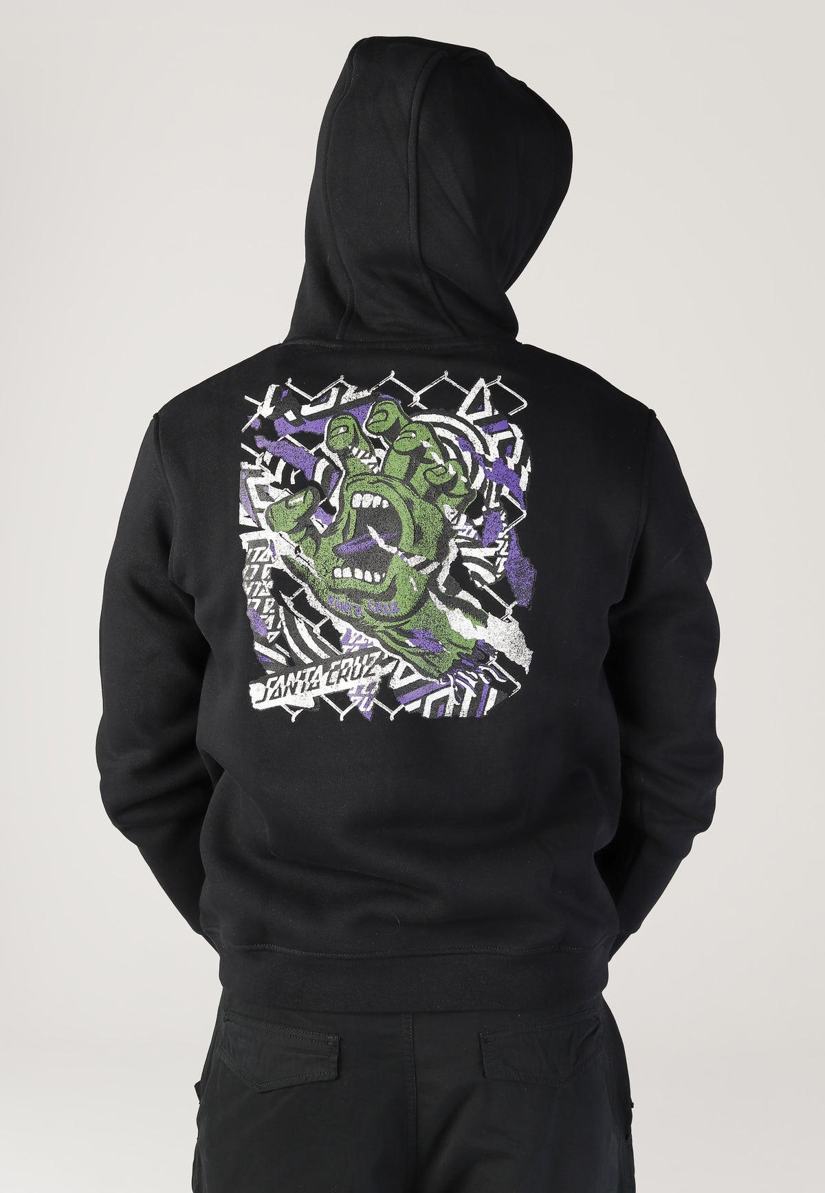 Santa Cruz Damaged Hand Black Hoodie | Men-Image