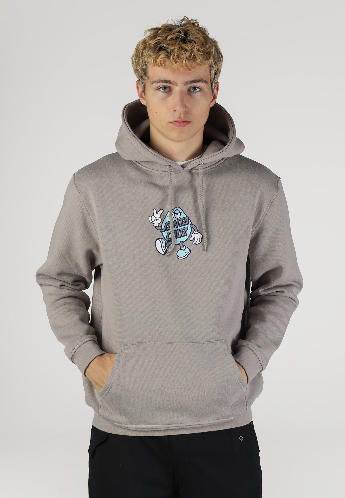Santa Cruz Dot Guy Front Hood Warm Grey Hoodie | Men-Image