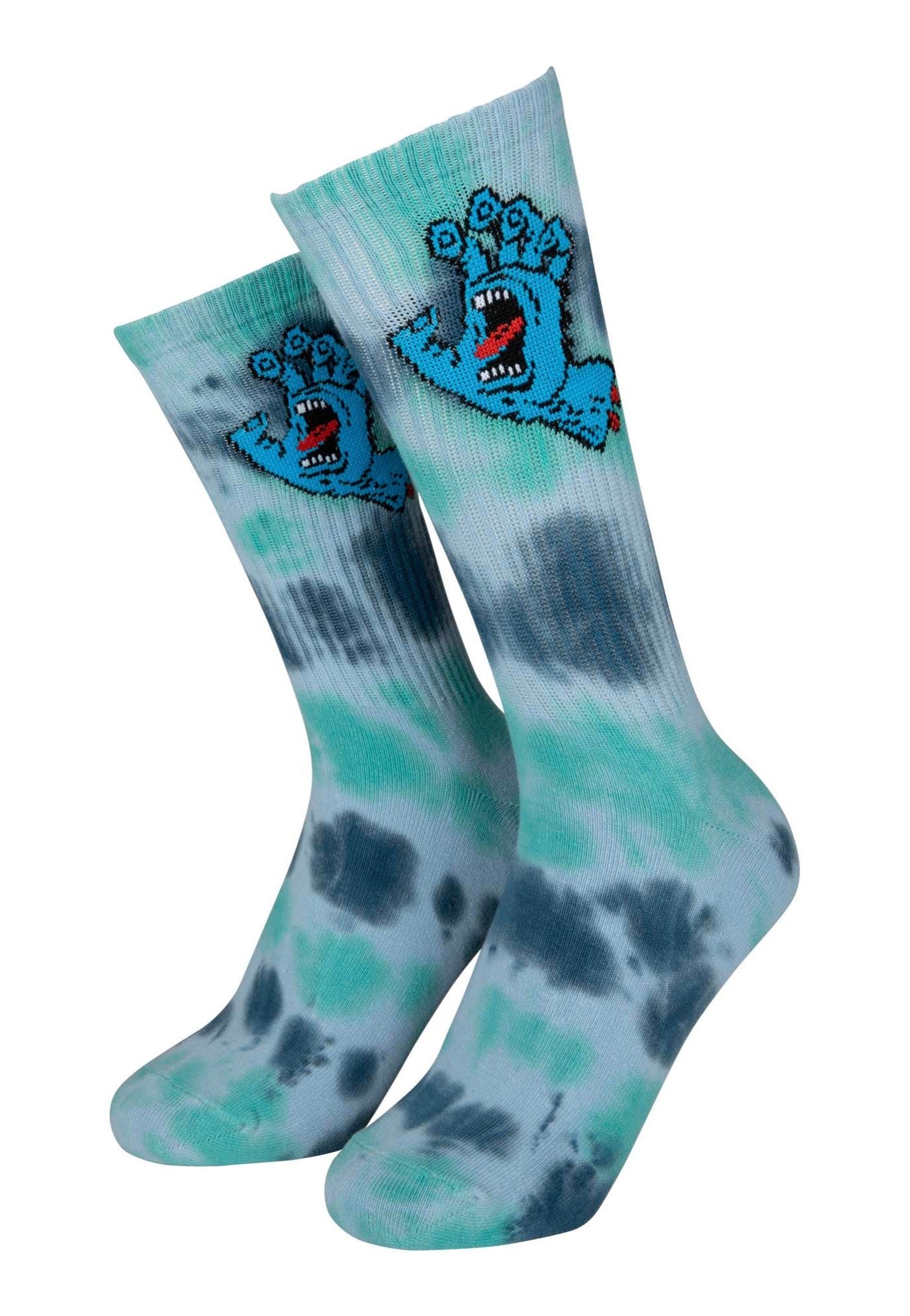 Santa Cruz - Screaming Hand Tie Dye Fresh Blue Tie Dye - Socks | Neutral-Image