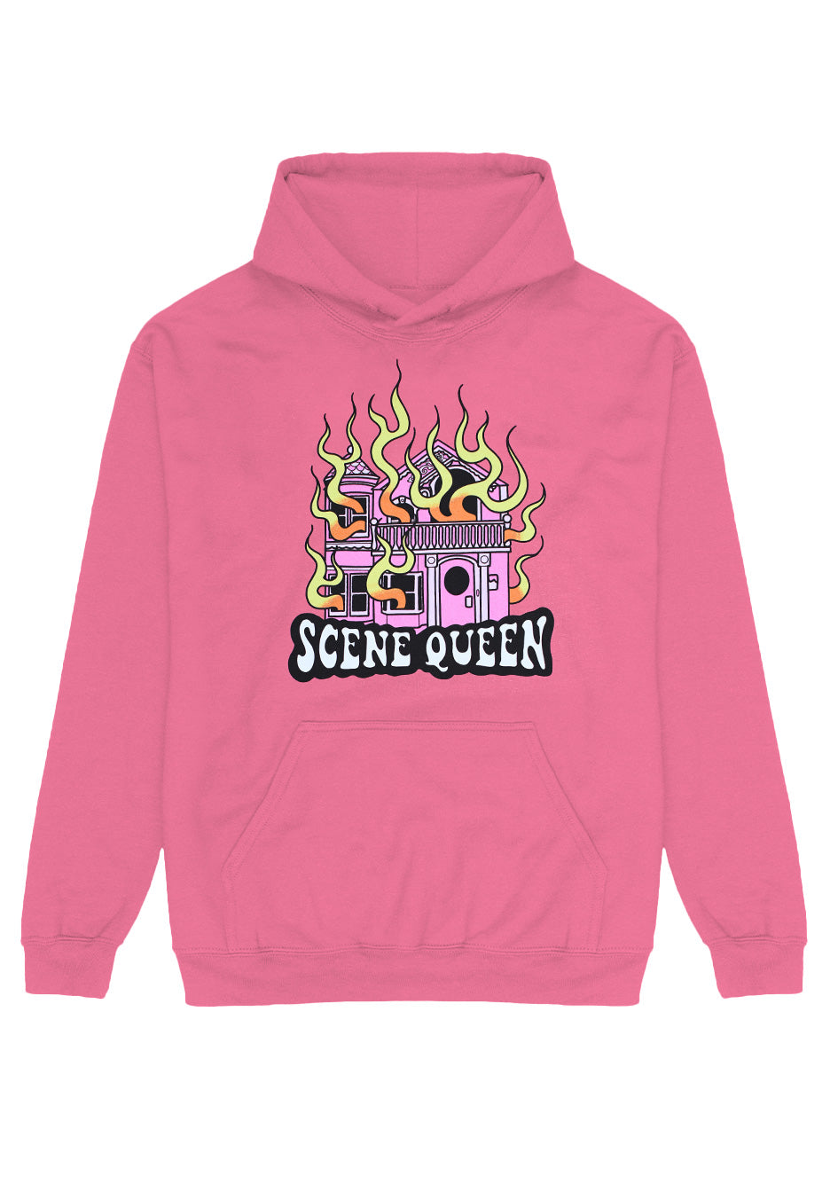 Scene Queen - Burning House Candyfloss Pink - Hoodie | Neutral-Image