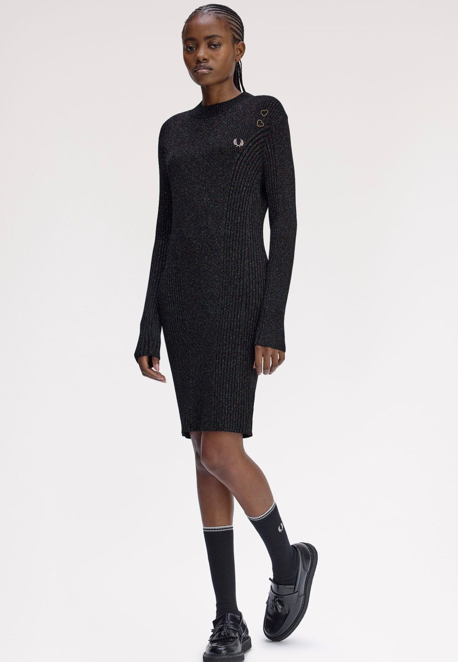 Fred Perry x Amy Winehouse - Metallic Ribbed Black - Dress | Women-Image