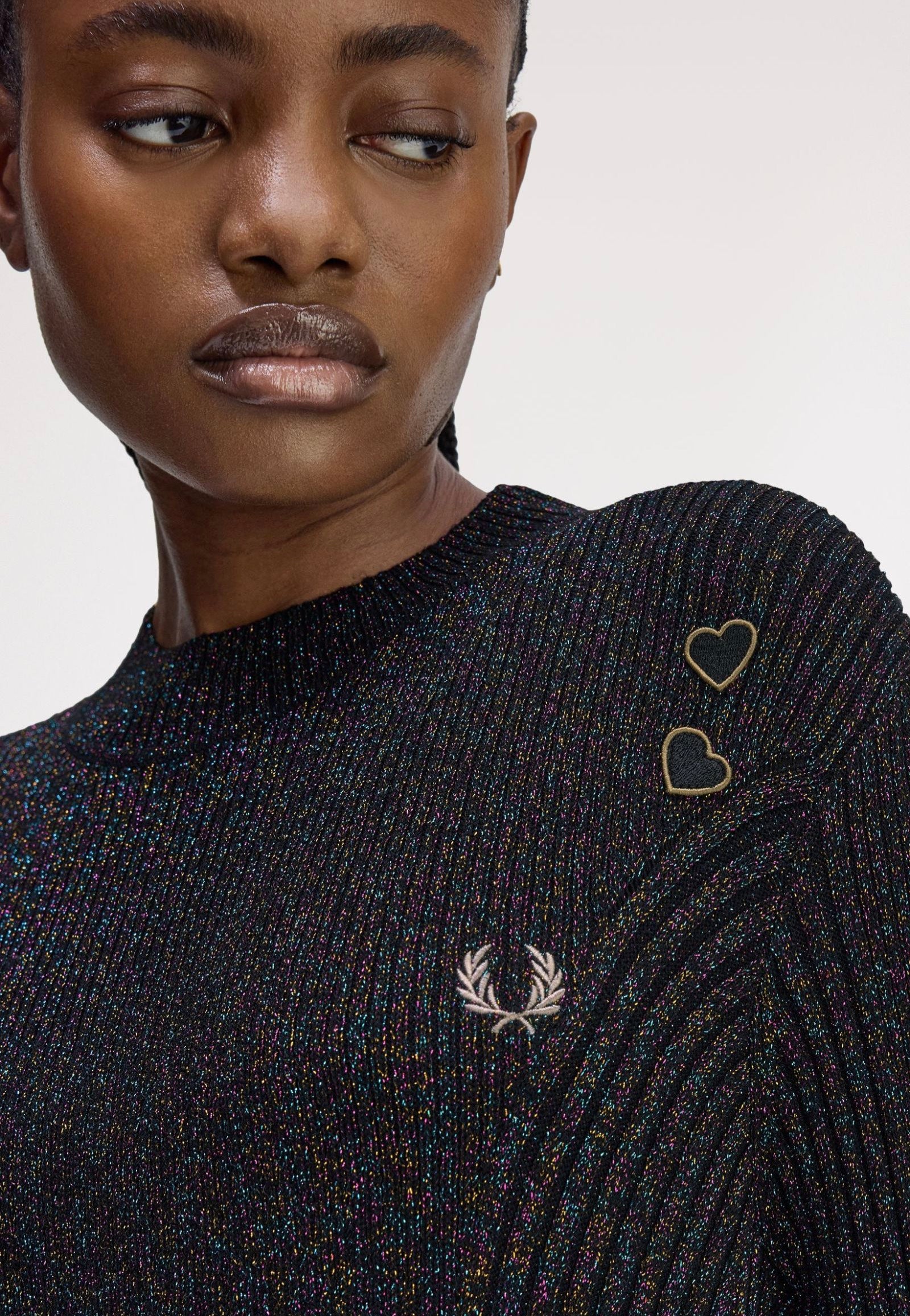 Fred Perry x Amy Winehouse - Metallic Ribbed Black - Dress | Women-Image