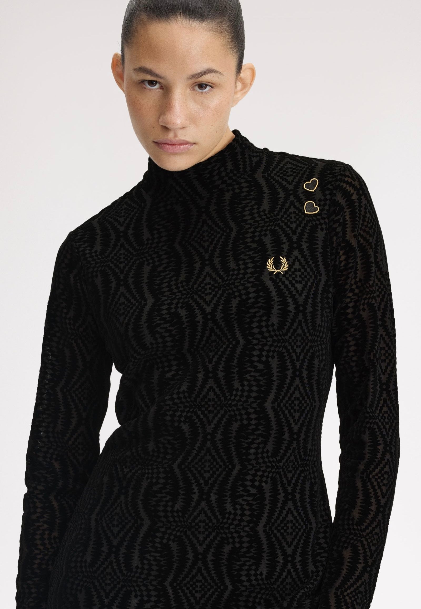 Fred Perry x Amy Winehouse - Flock Print Mesh Black - Dress | Women-Image