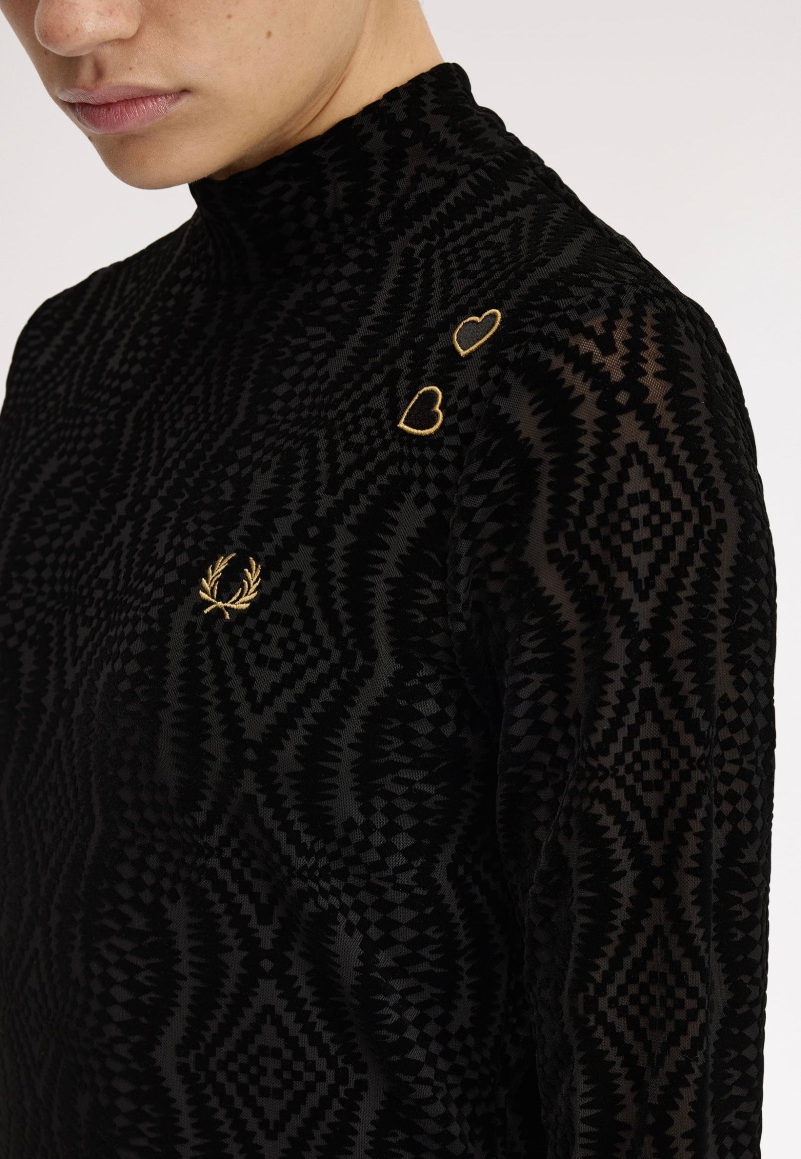 Fred Perry x Amy Winehouse - Flock Print Mesh Black - Dress | Women-Image