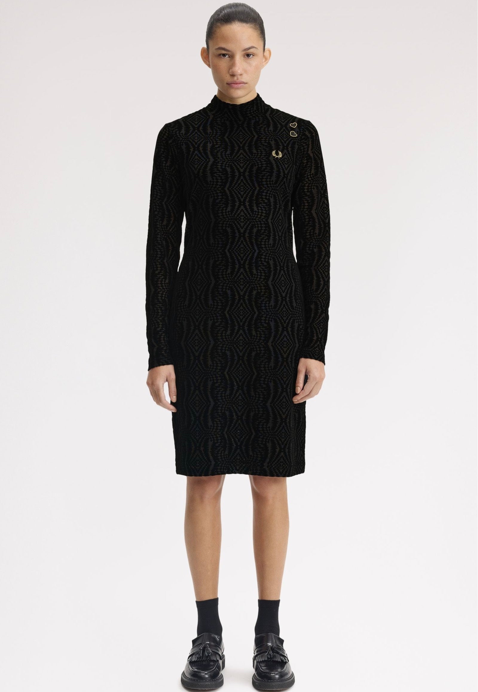 Fred Perry x Amy Winehouse - Flock Print Mesh Black - Dress | Women-Image