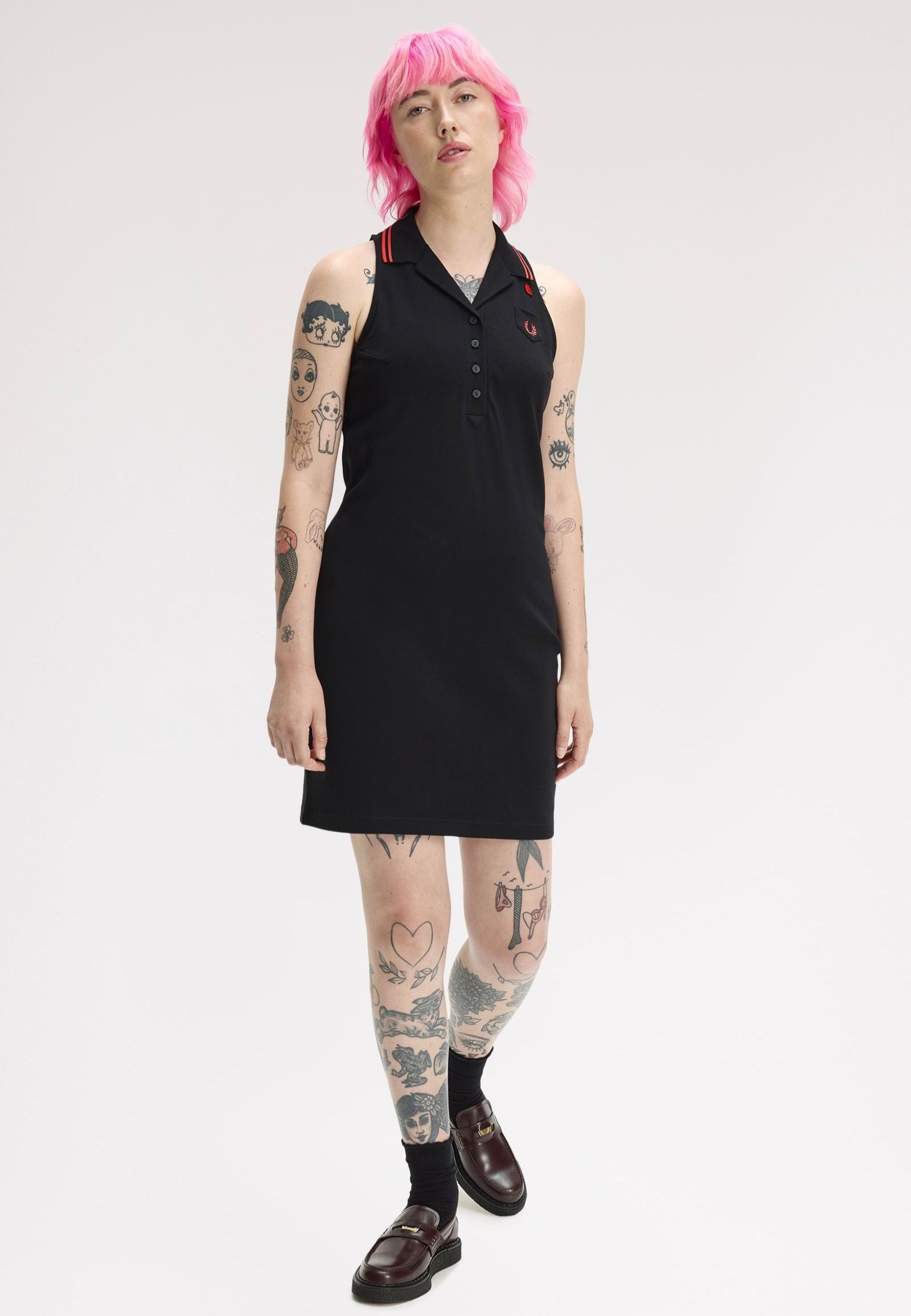 Fred Perry x Amy Winehouse - Sleeveless Pique Black - Dress | Women-Image