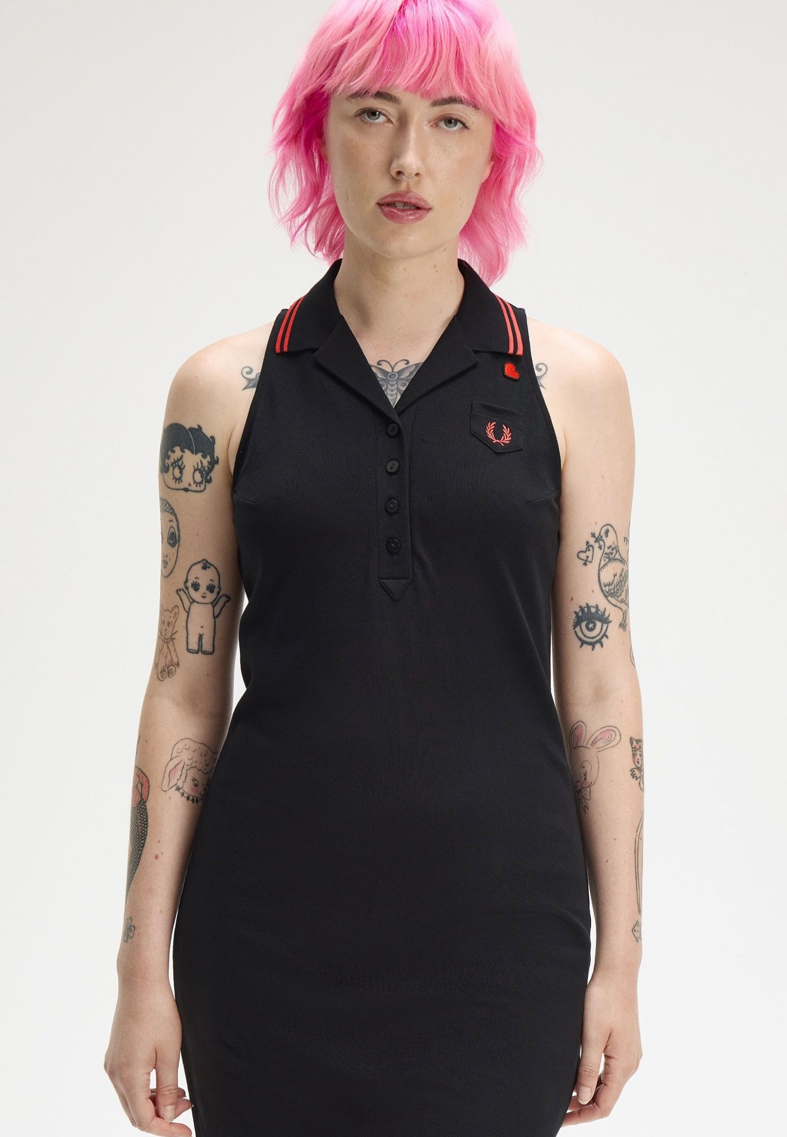 Fred Perry x Amy Winehouse - Sleeveless Pique Black - Dress | Women-Image
