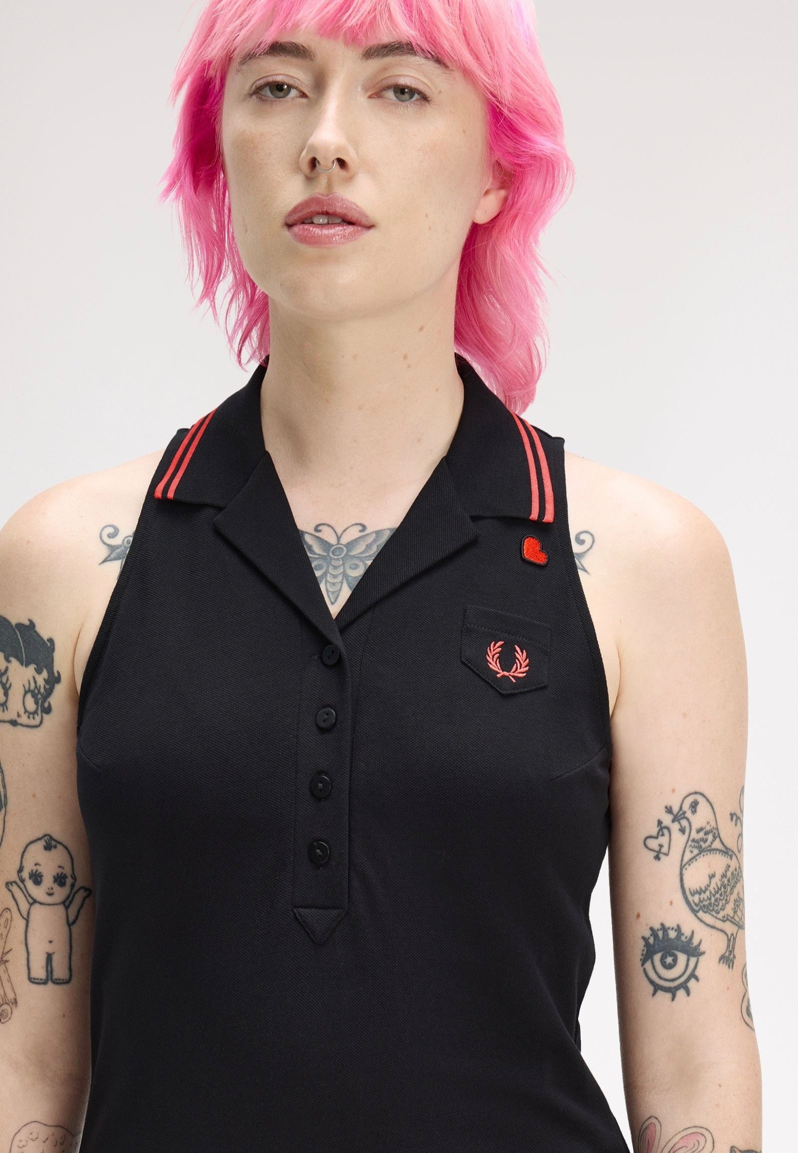 Fred Perry x Amy Winehouse - Sleeveless Pique Black - Dress | Women-Image