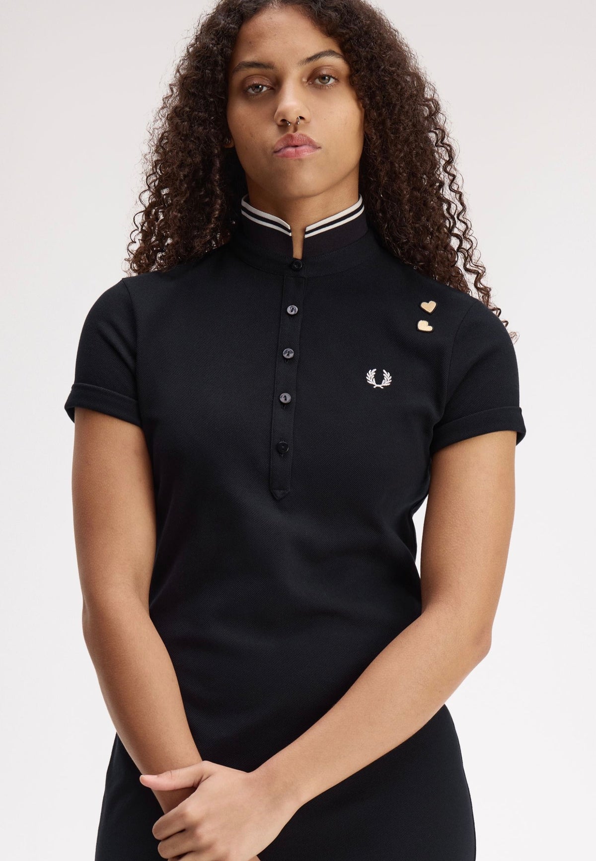 Fred Perry x Amy Winehouse Tipped Polo Black Robe | Women-Image
