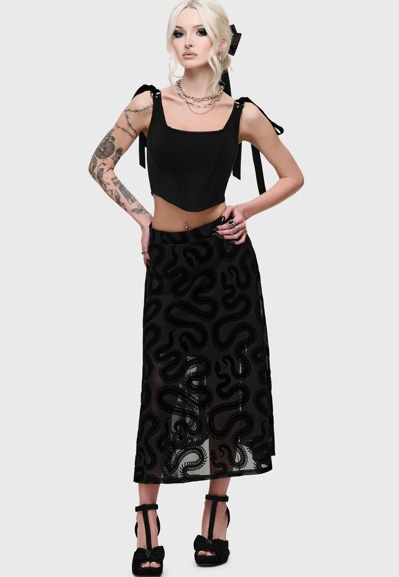 Killstar Serpentes Midi Black Spódnica | Women-Image