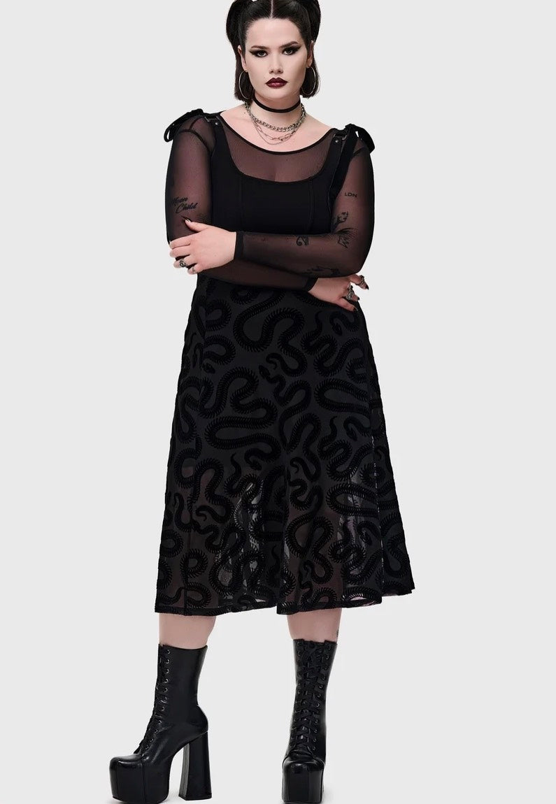 Killstar Serpentes Midi Black Spódnica | Women-Image
