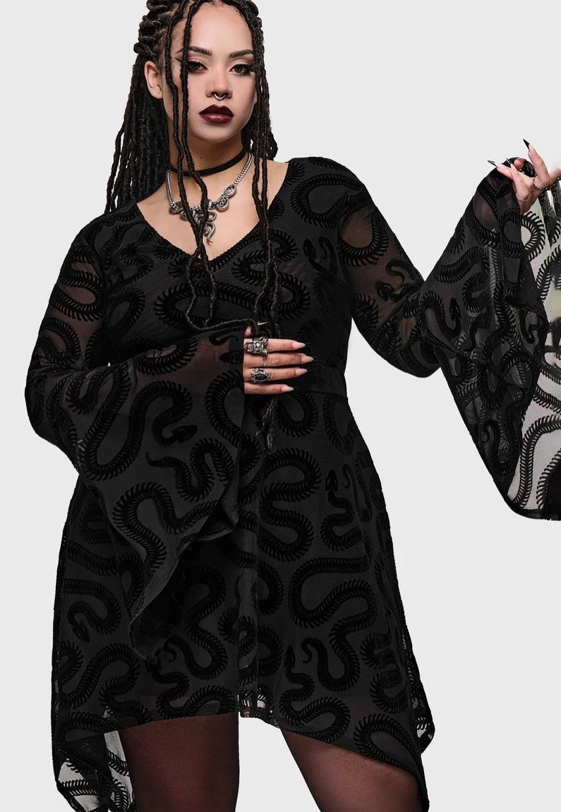 Killstar Serpentes Mini Black Šaty | Women-Image
