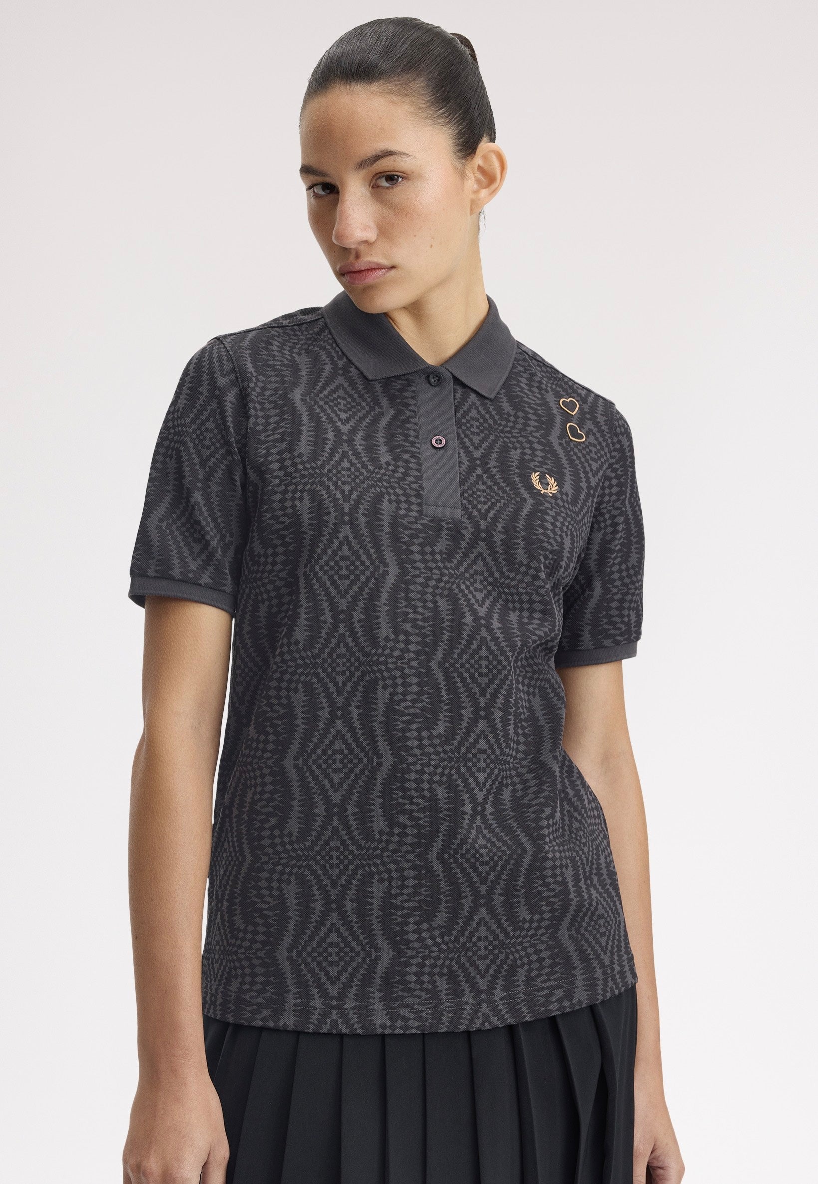 Fred Perry x Amy Winehouse - Printed Fred Perry Anchor Grey - Polo | Women-Image