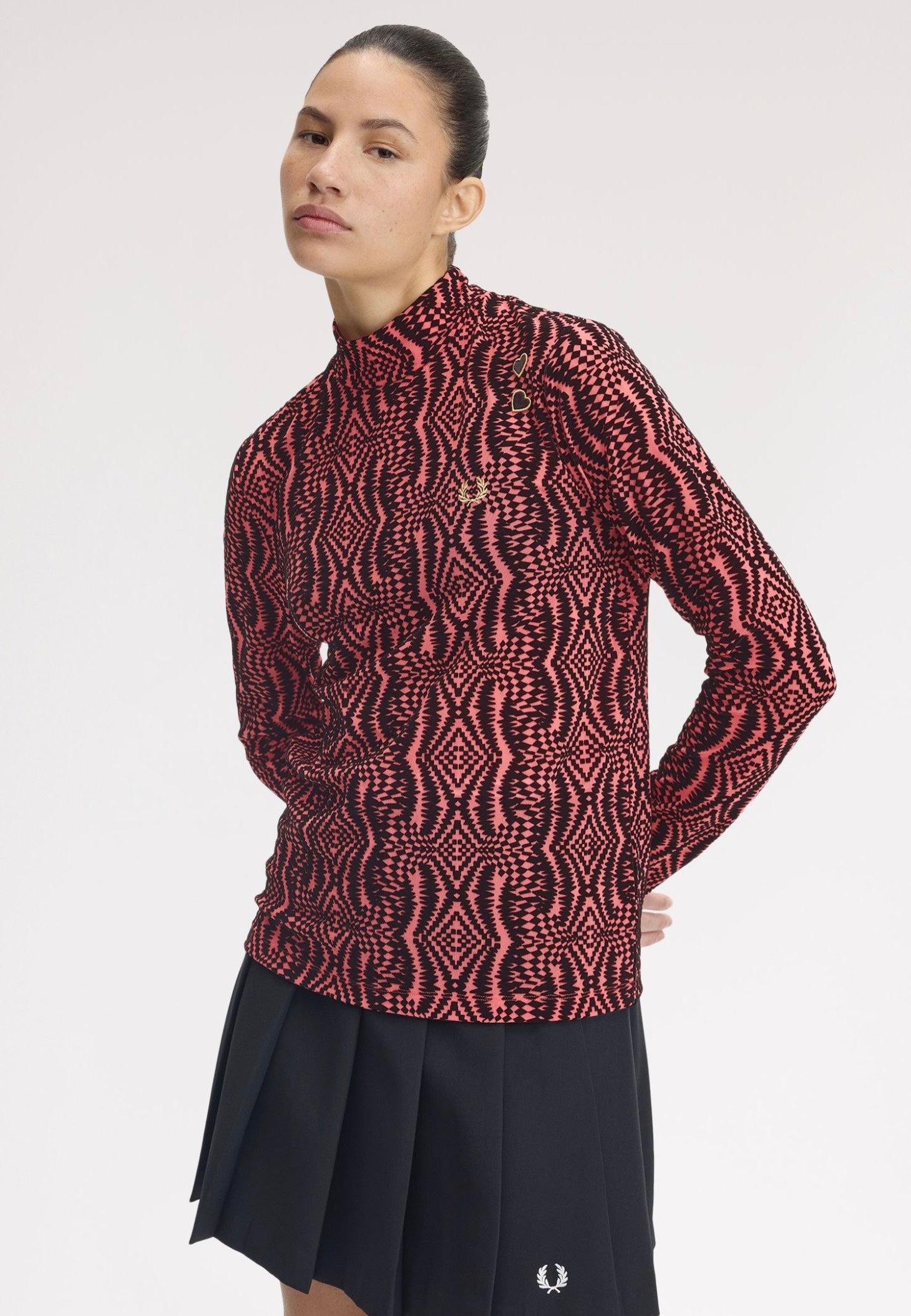 Fred Perry x Amy Winehouse - Flock Print Mesh Flamingo Tan - Top | Women-Image