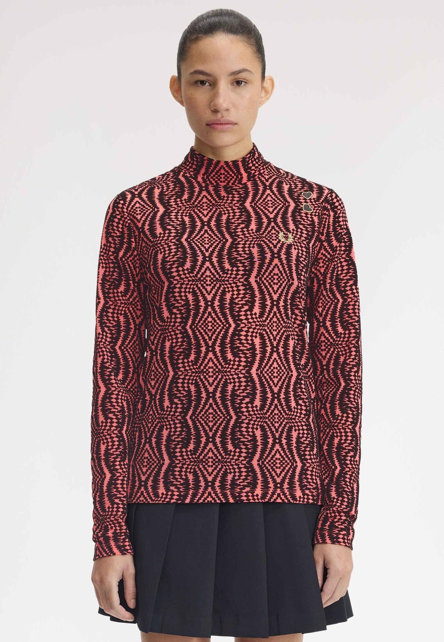 Fred Perry x Amy Winehouse - Flock Print Mesh Flamingo Tan - Top | Women-Image