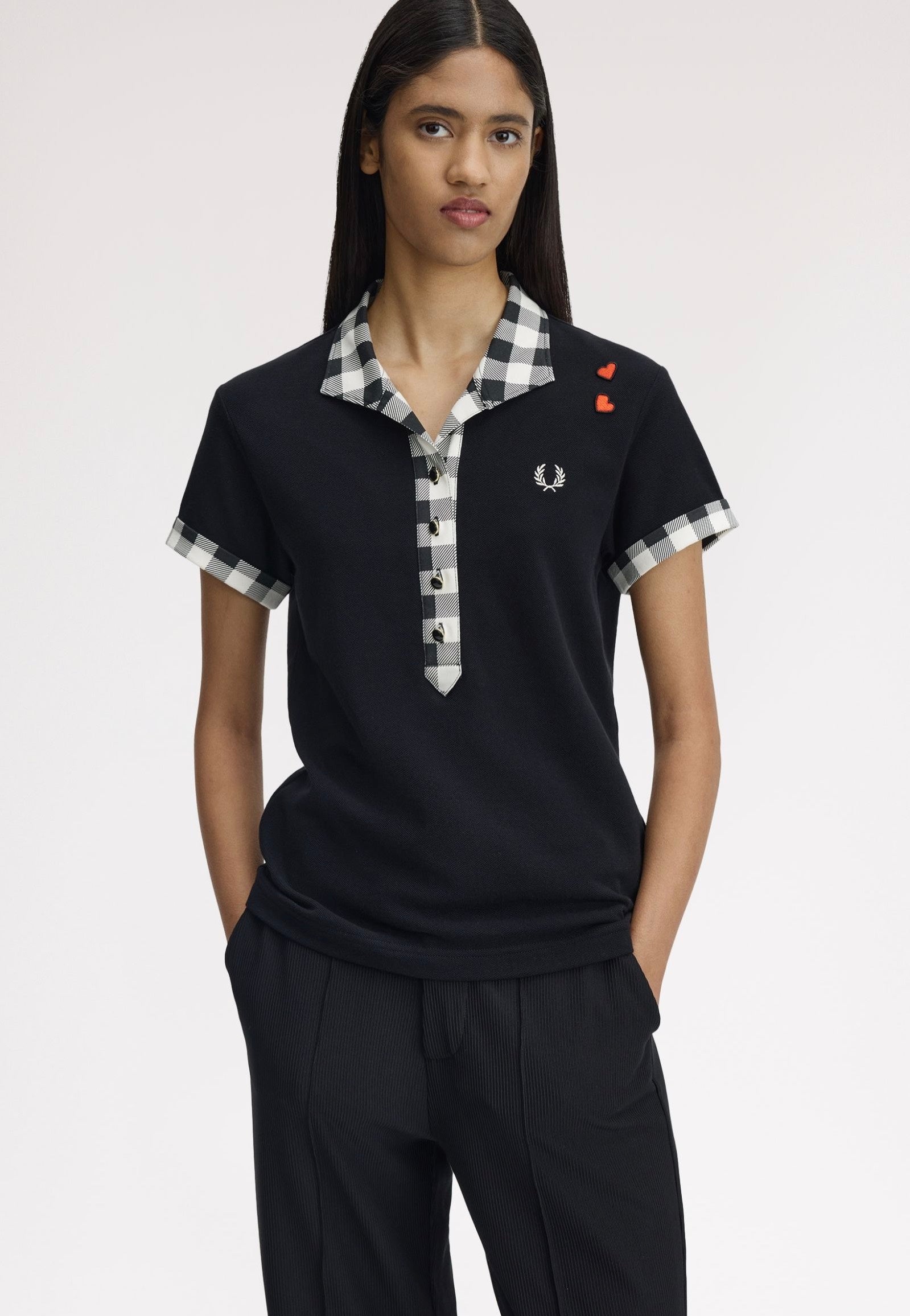 Fred Perry x Amy Winehouse - Printed Trim Black - Polo | Women-Image