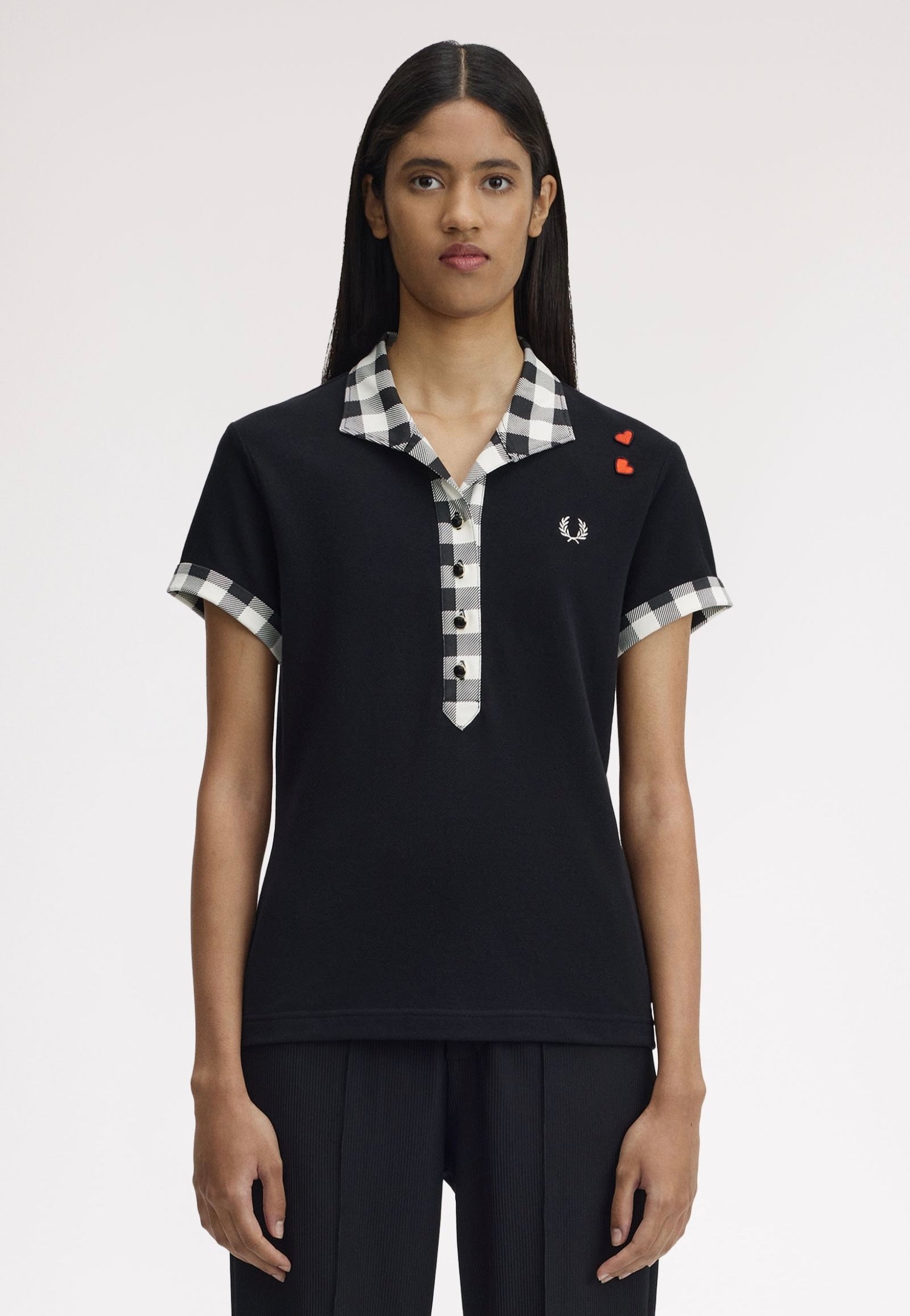 Fred Perry x Amy Winehouse - Printed Trim Black - Polo | Women-Image