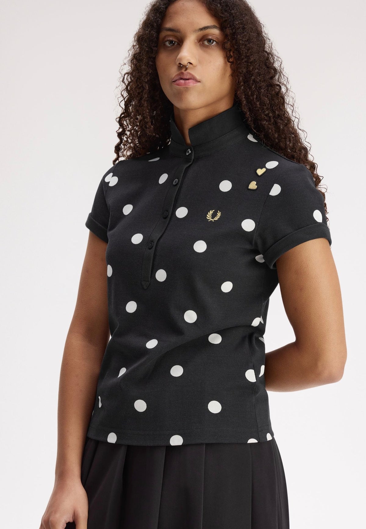 Fred Perry x Amy Winehouse Polka Dot Black Polo | Women-Image