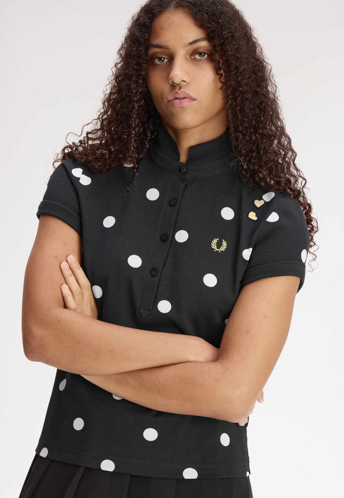 Fred Perry x Amy Winehouse Polka Dot Black Polo | Women-Image