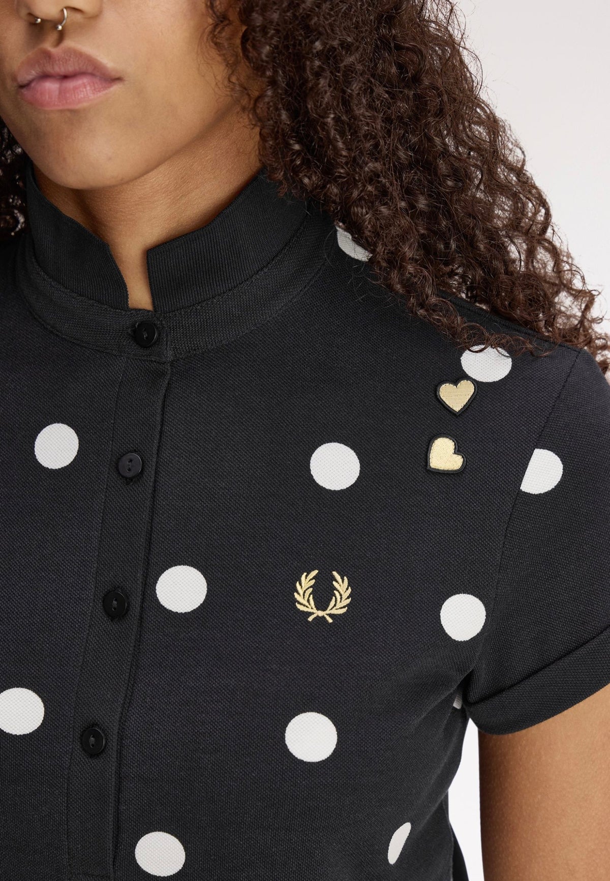 Fred Perry x Amy Winehouse Polka Dot Black Polo | Women-Image