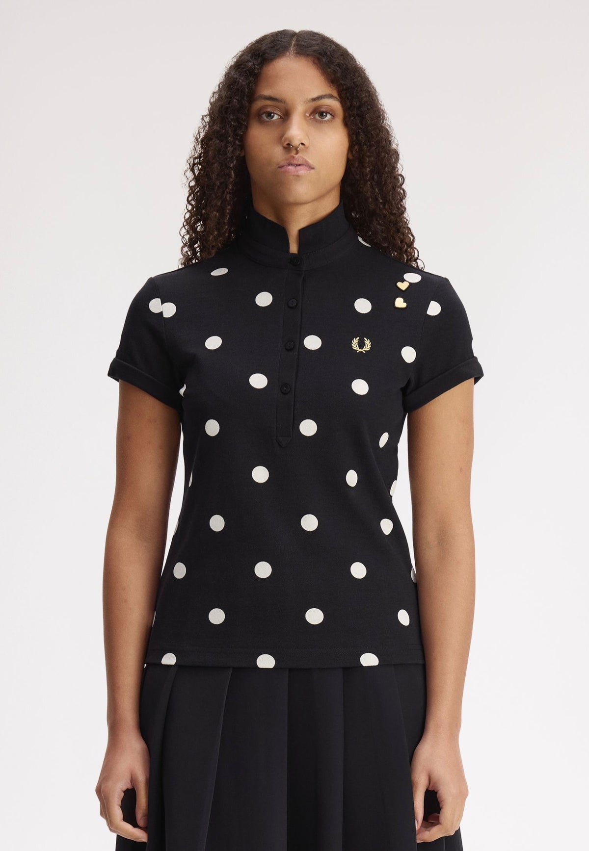 Fred Perry x Amy Winehouse Polka Dot Black Polo | Women-Image