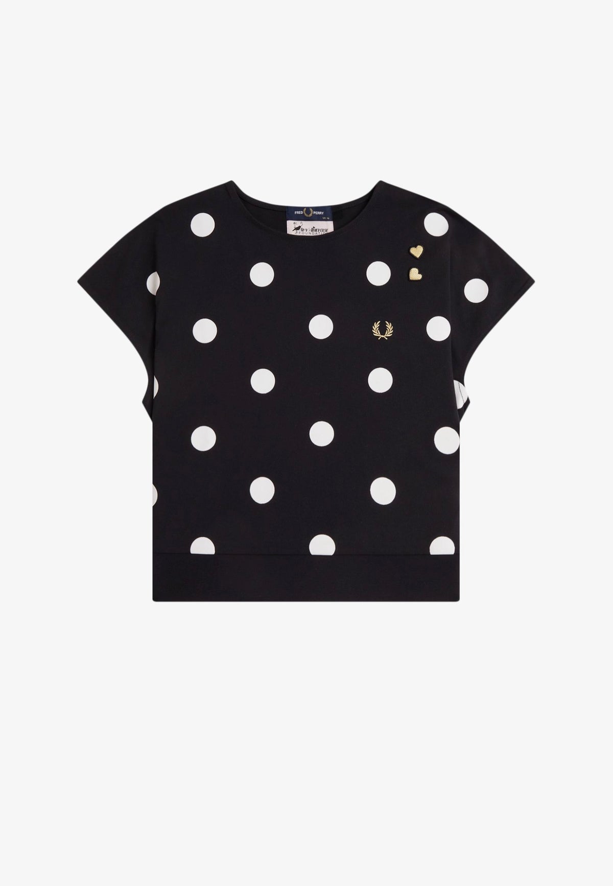 Fred Perry x Amy Winehouse Flocked Polka Dot Black Top | Women-Image