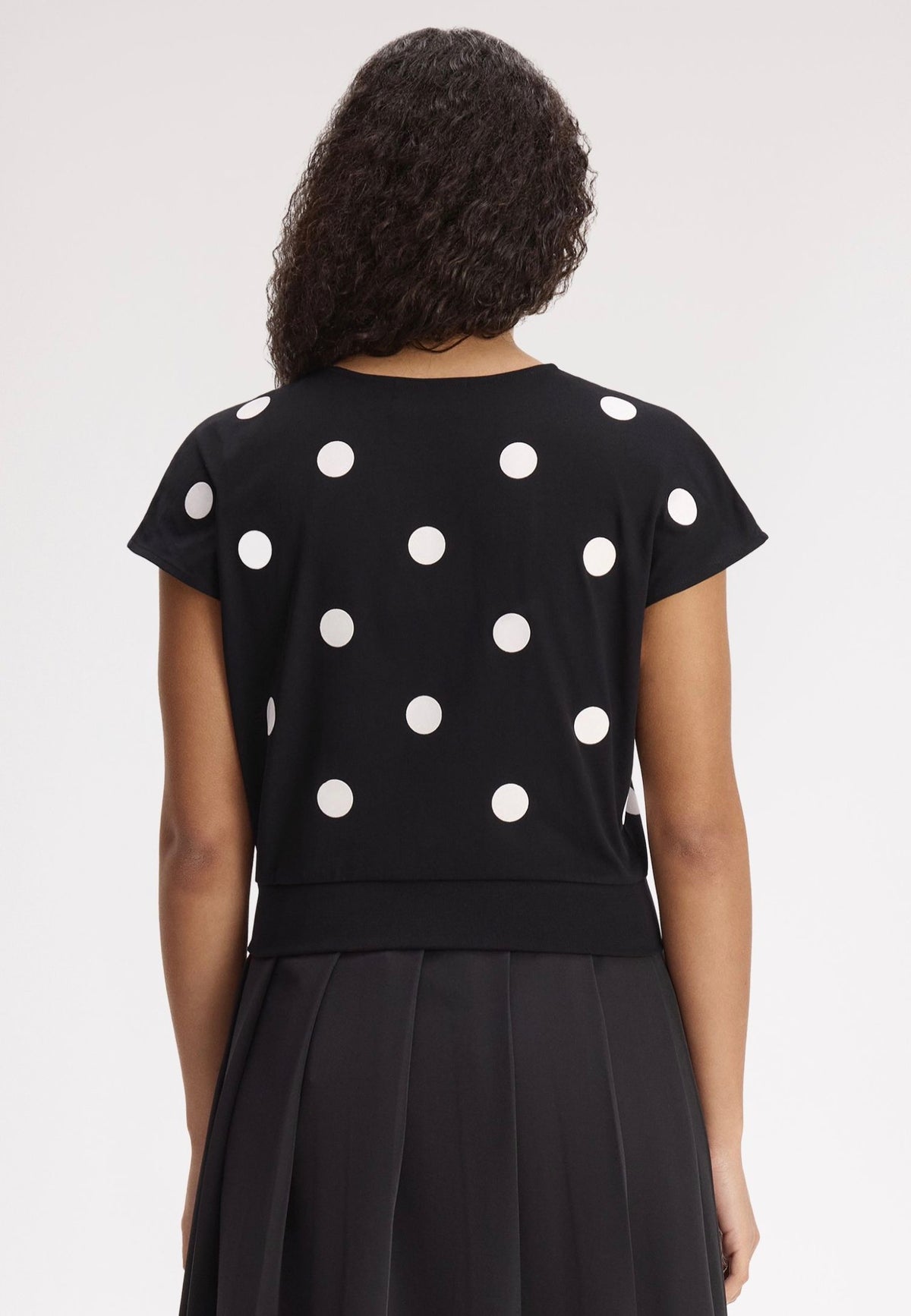Fred Perry x Amy Winehouse Flocked Polka Dot Black Top | Women-Image