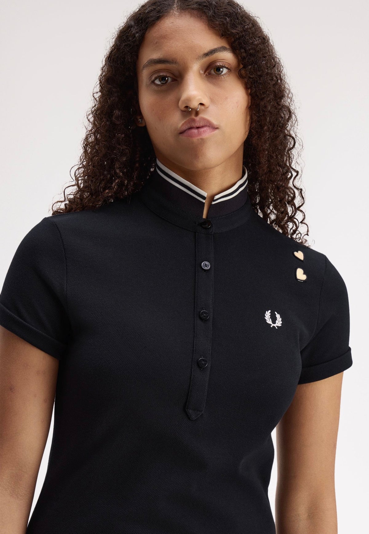 Fred Perry x Amy Winehouse Tipped Black Polo | Women-Image