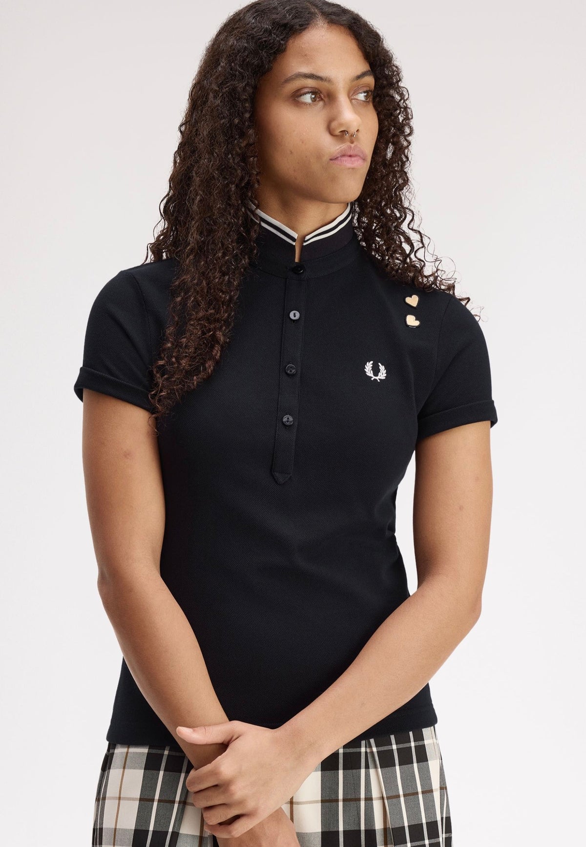 Fred Perry x Amy Winehouse Tipped Black Polo | Women-Image