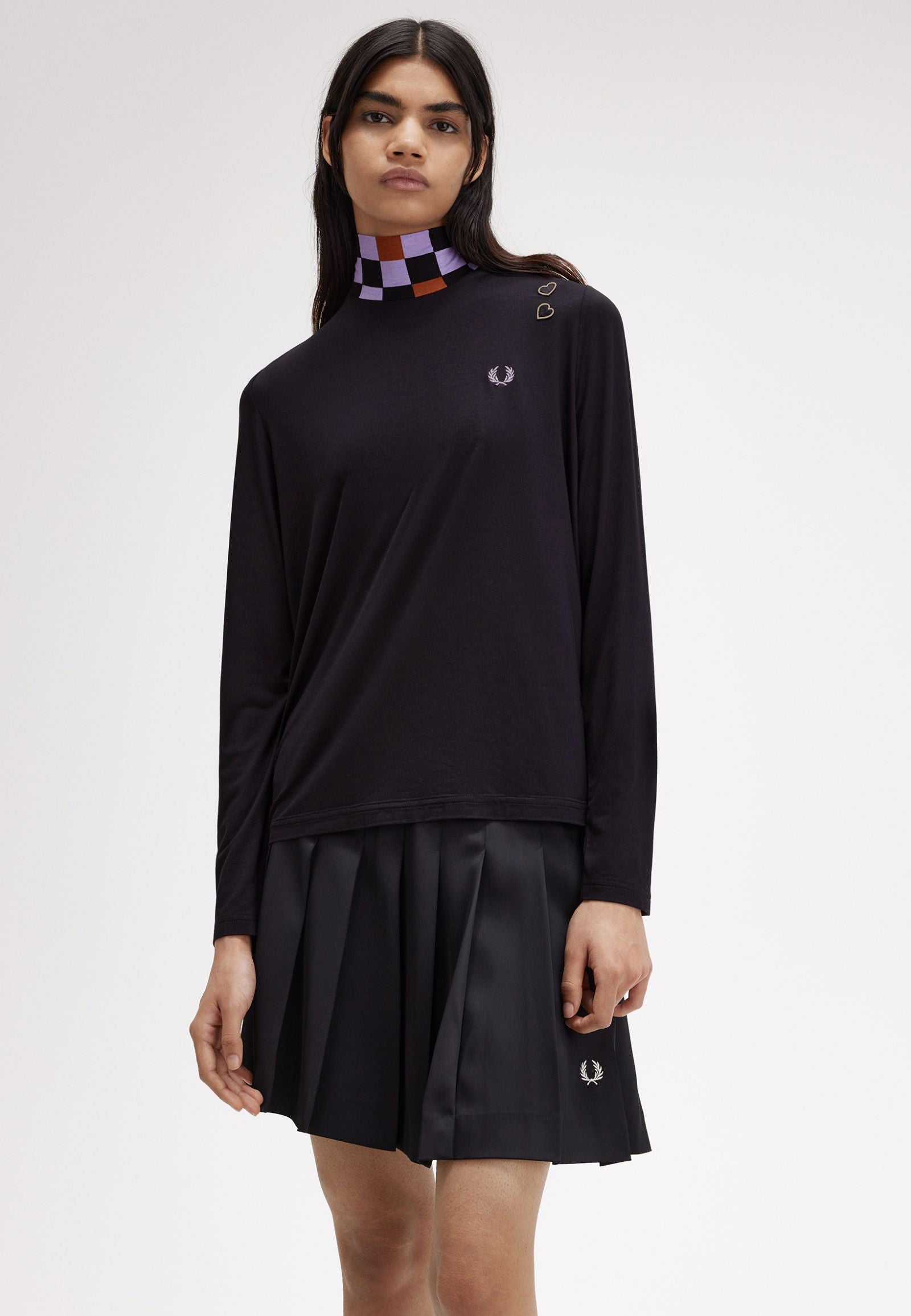 Fred Perry x Amy Winehouse - Printed Trim High Neck Black - Longsleeve | Women-Image