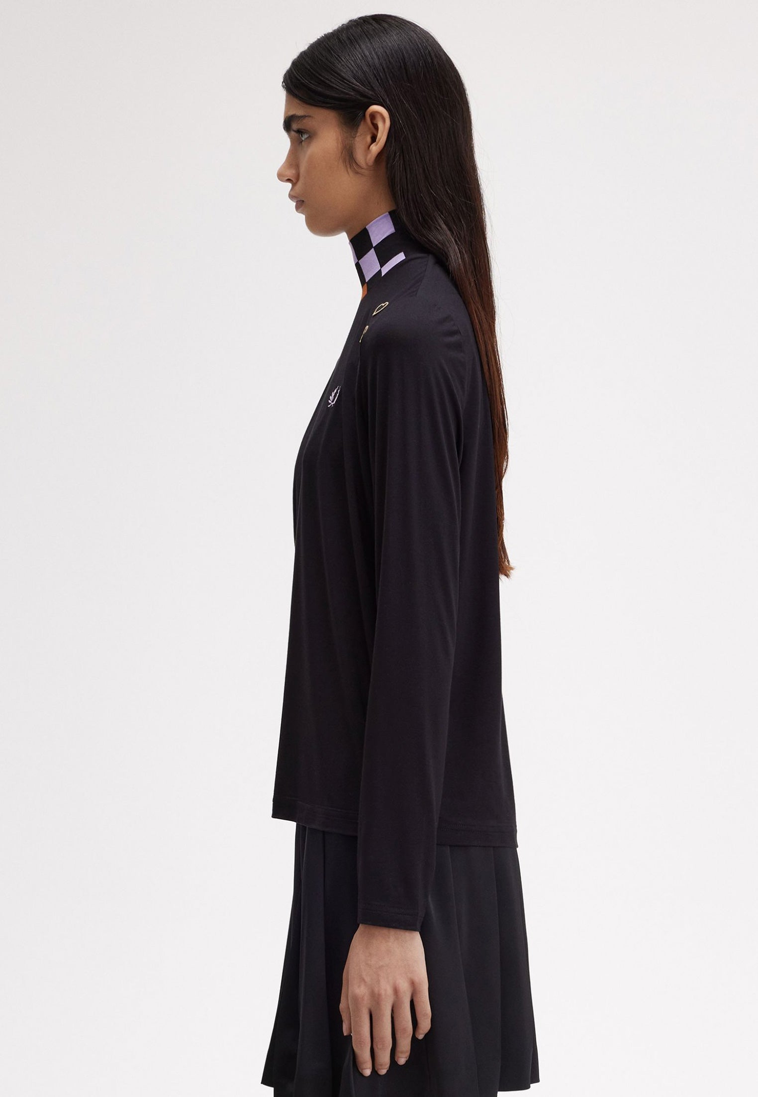 Fred Perry x Amy Winehouse - Printed Trim High Neck Black - Longsleeve | Women-Image