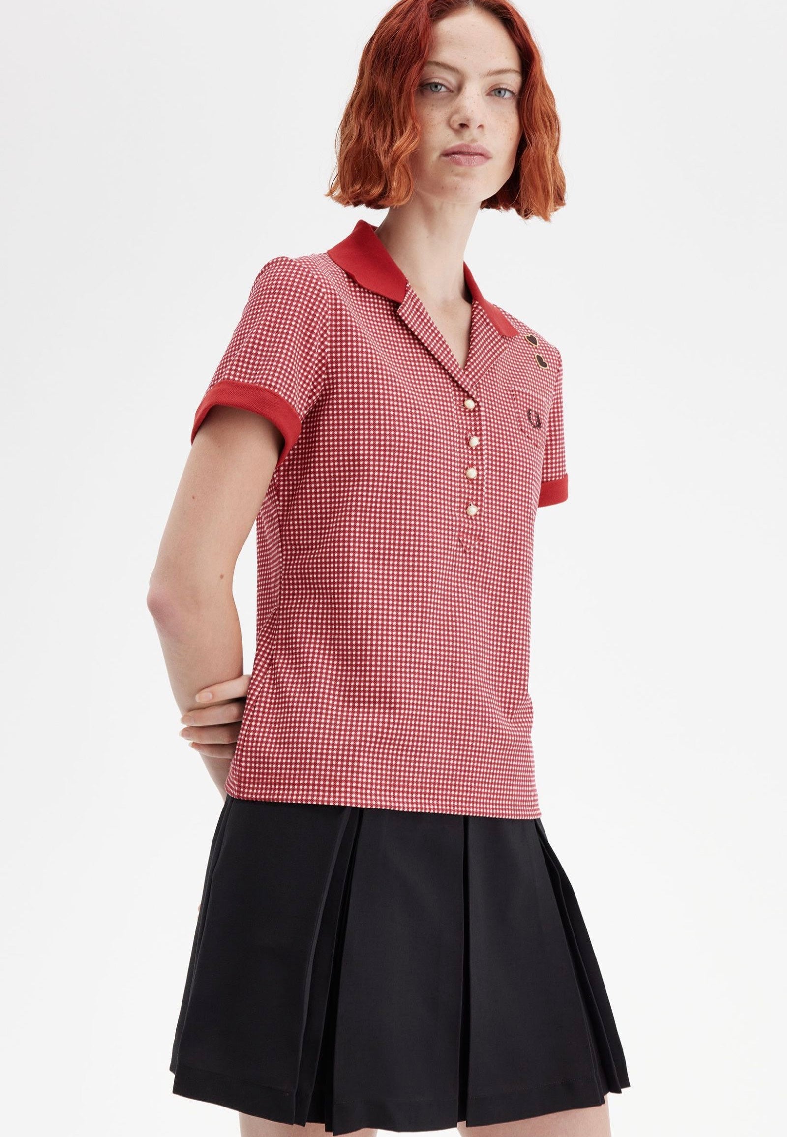 Fred Perry x Amy Winehouse - Gingham Print Burnt Red - Polo | Women-Image