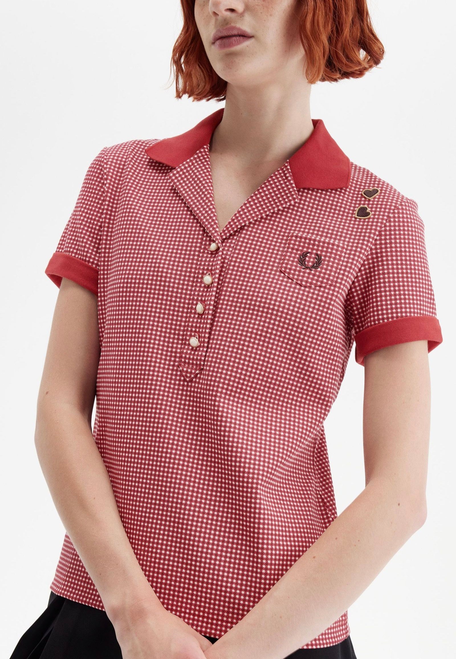 Fred Perry x Amy Winehouse - Gingham Print Burnt Red - Polo | Women-Image