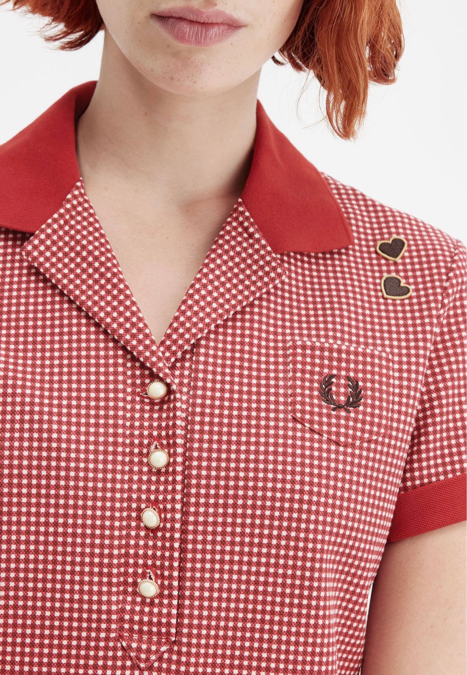 Fred Perry x Amy Winehouse - Gingham Print Burnt Red - Polo | Women-Image