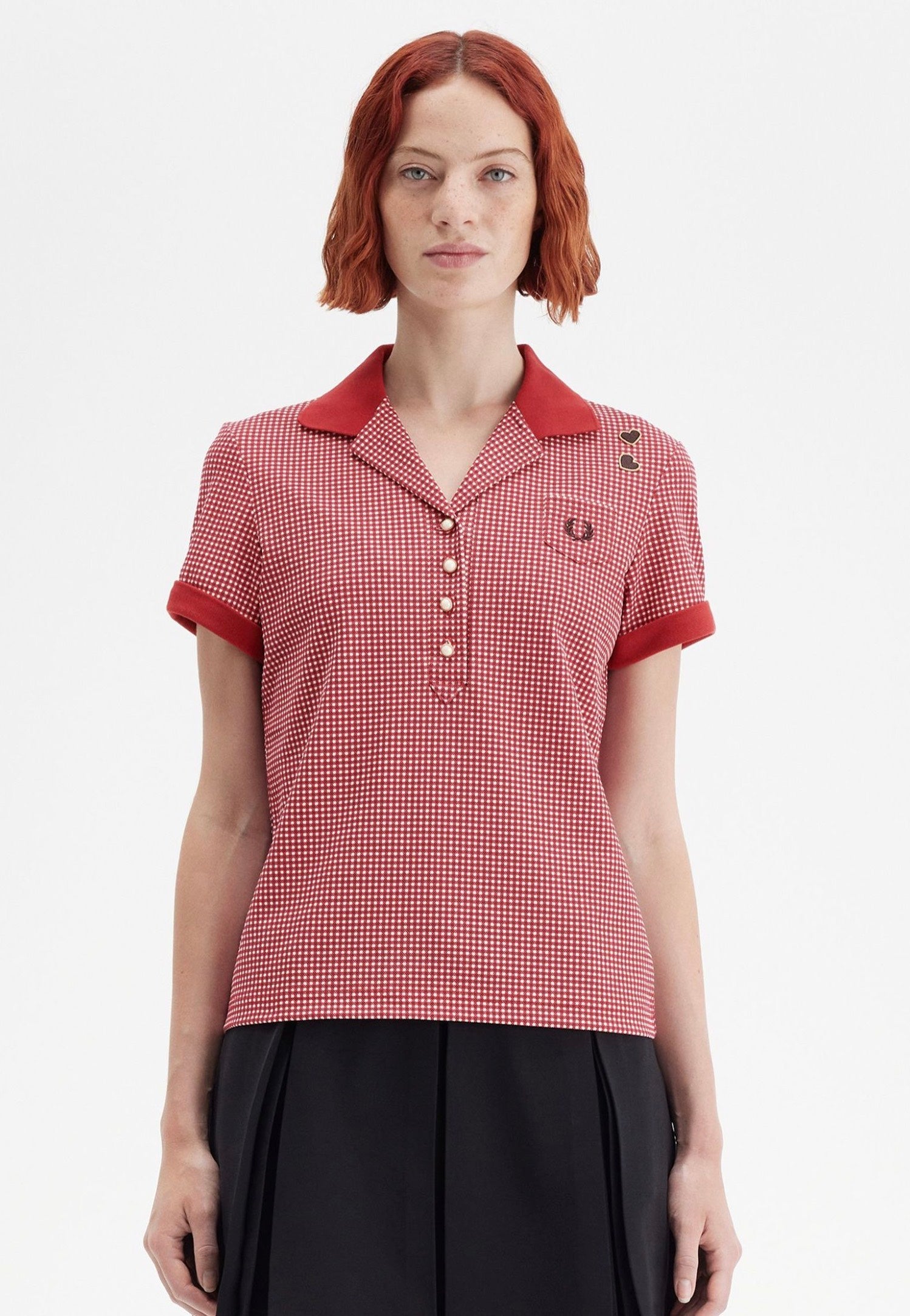 Fred Perry x Amy Winehouse - Gingham Print Burnt Red - Polo | Women-Image