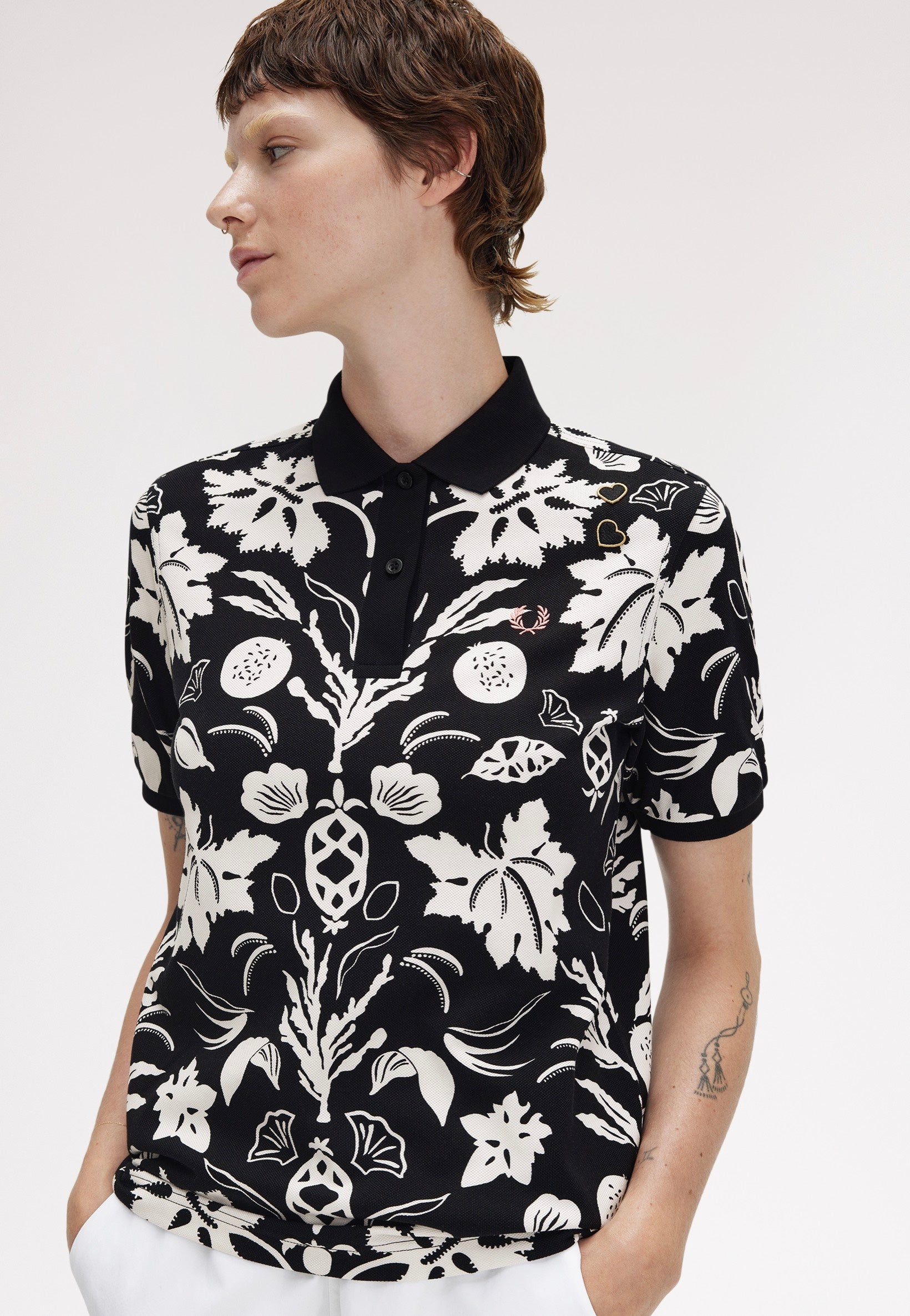 Fred Perry x Amy Winehouse - Printed Fred Perry Black - Polo | Women-Image