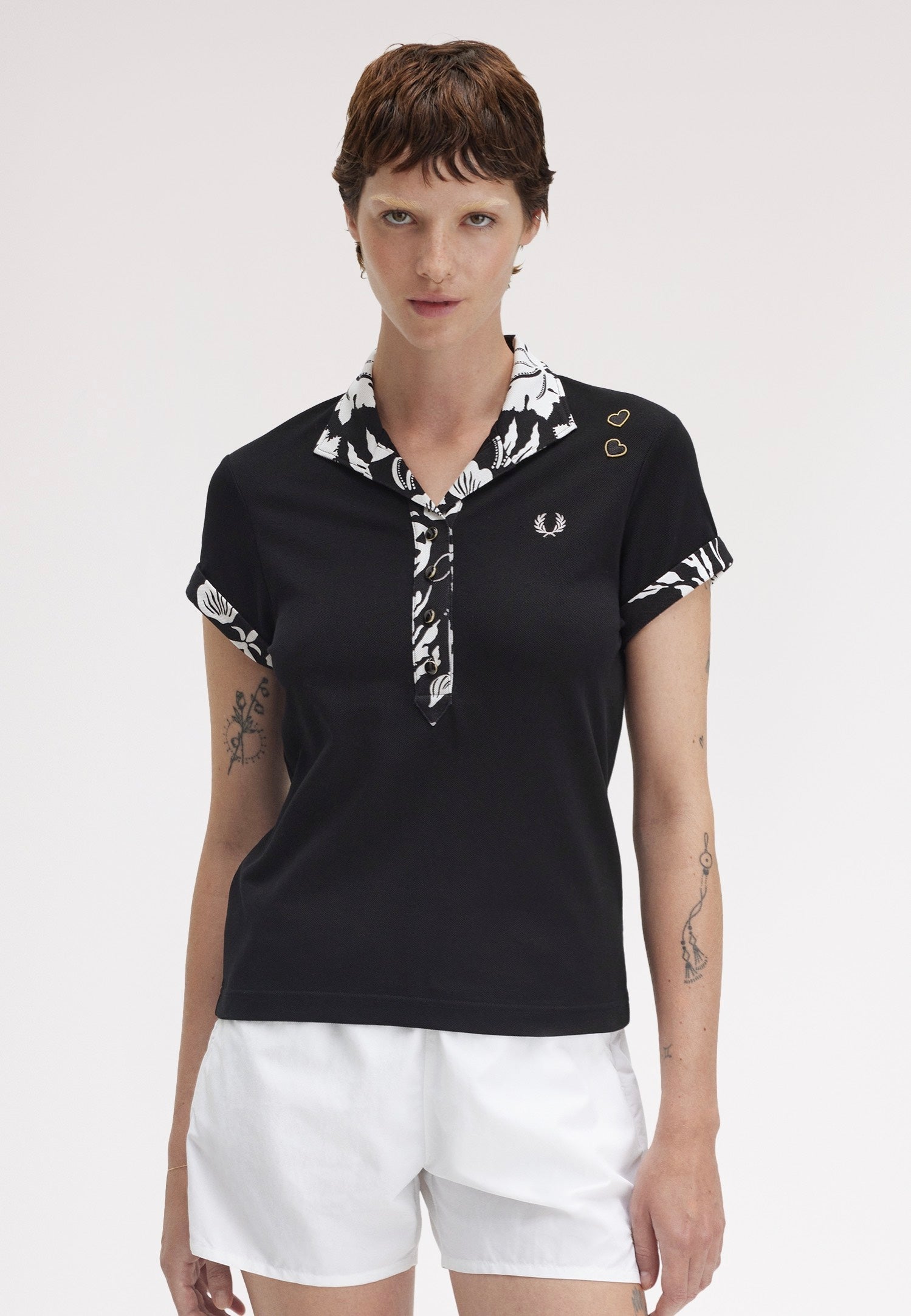 Fred Perry x Amy Winehouse - Printed Trim Black - Polo | Women-Image