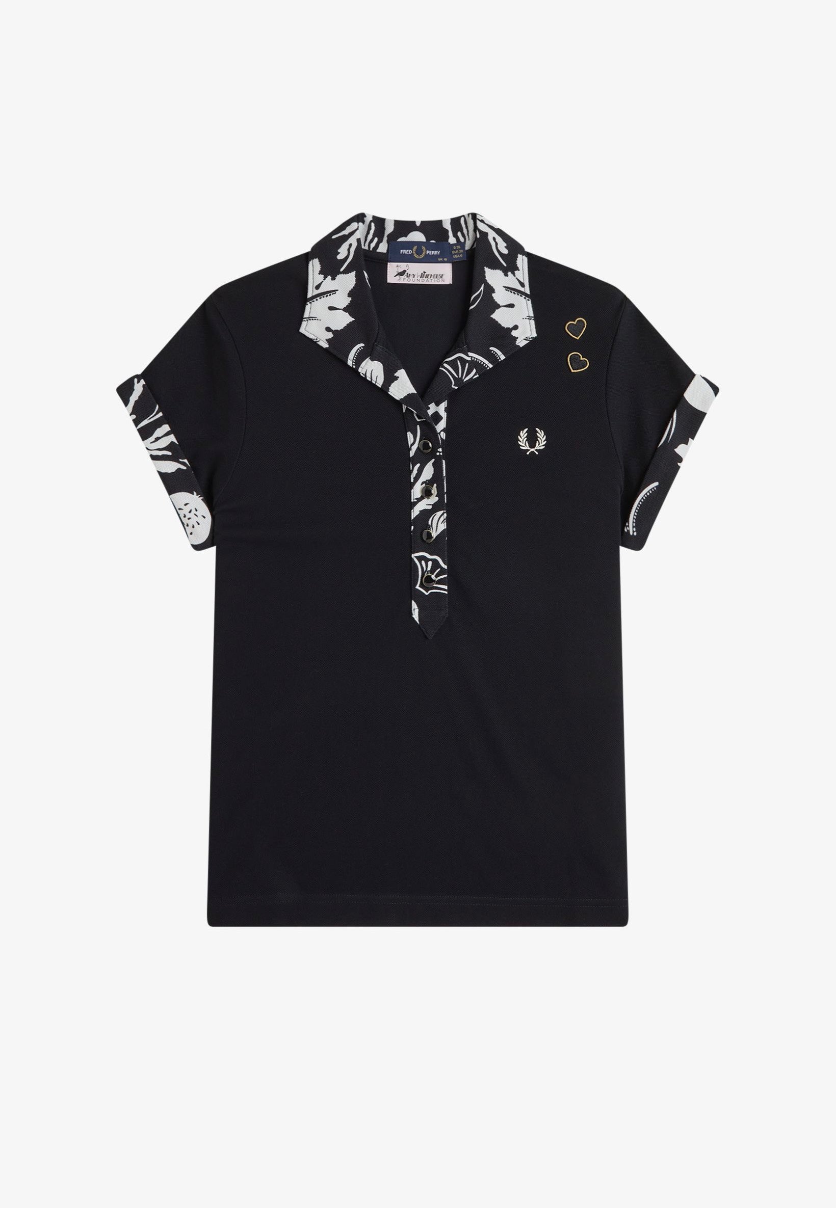 Fred Perry x Amy Winehouse - Printed Trim Black - Polo | Women-Image