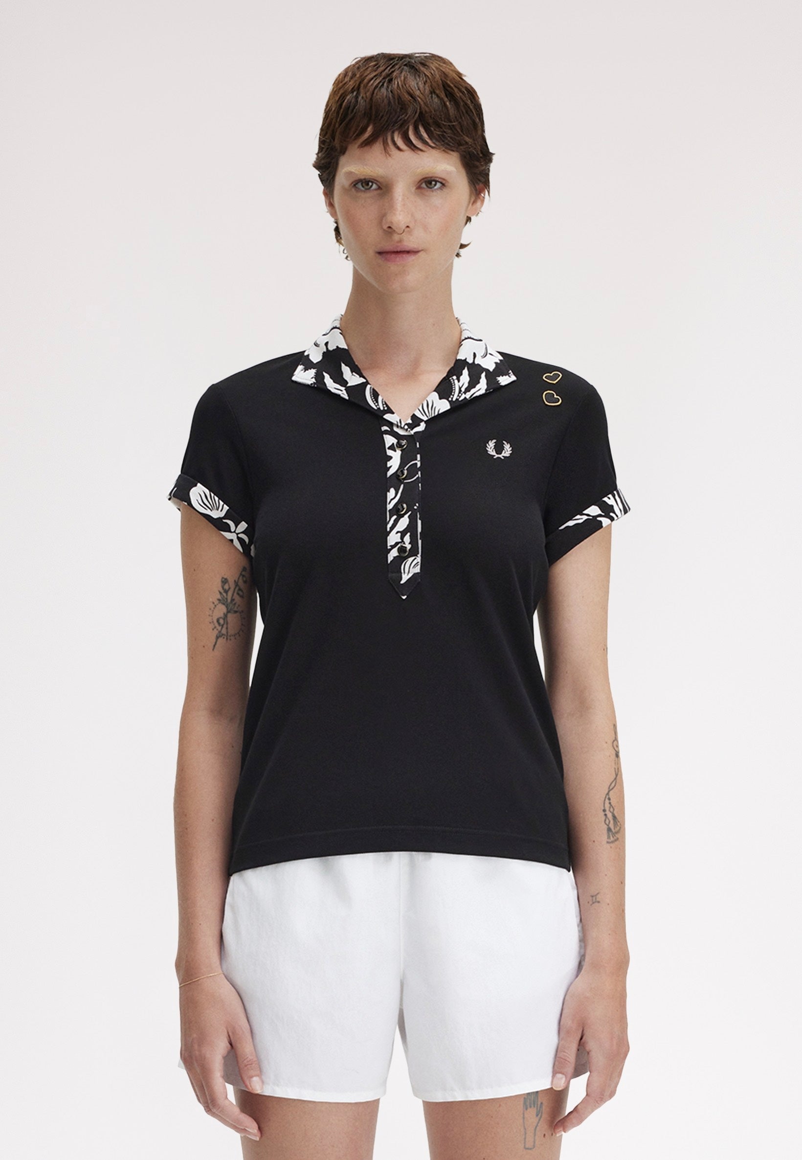 Fred Perry x Amy Winehouse - Printed Trim Black - Polo | Women-Image
