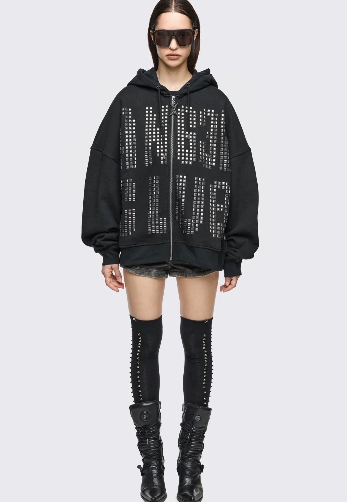 Minga London Sharp Thigh Highs Black - Socks | Impericon