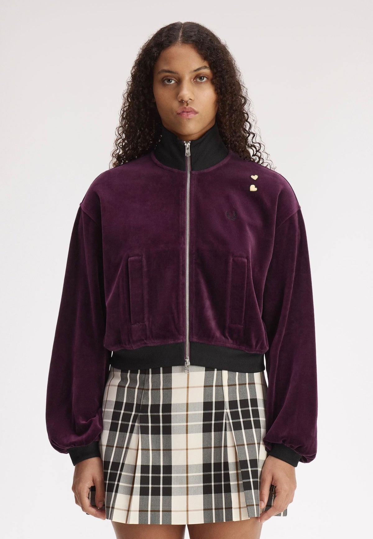 Fred Perry x Amy Winehouse Velour Track Plum Jas | Women-Image