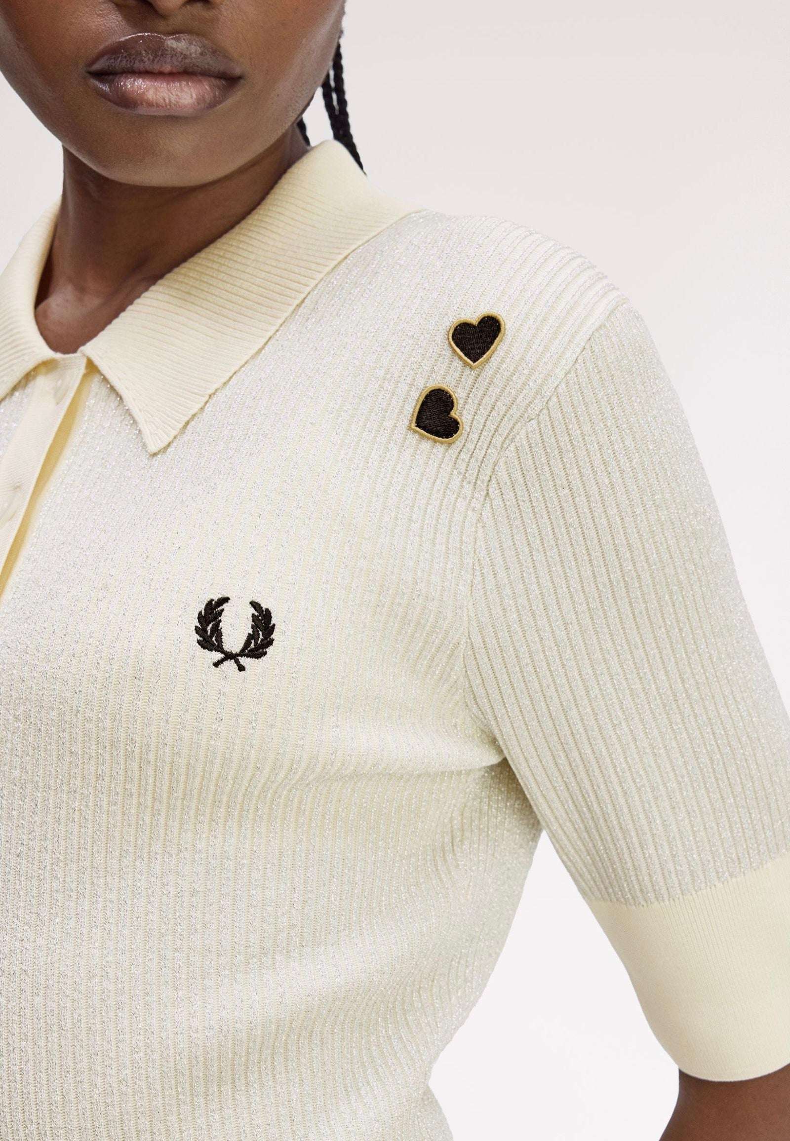 Fred Perry x Amy Winehouse - Metallic Rib Knit Ecru - Polo | Women-Image
