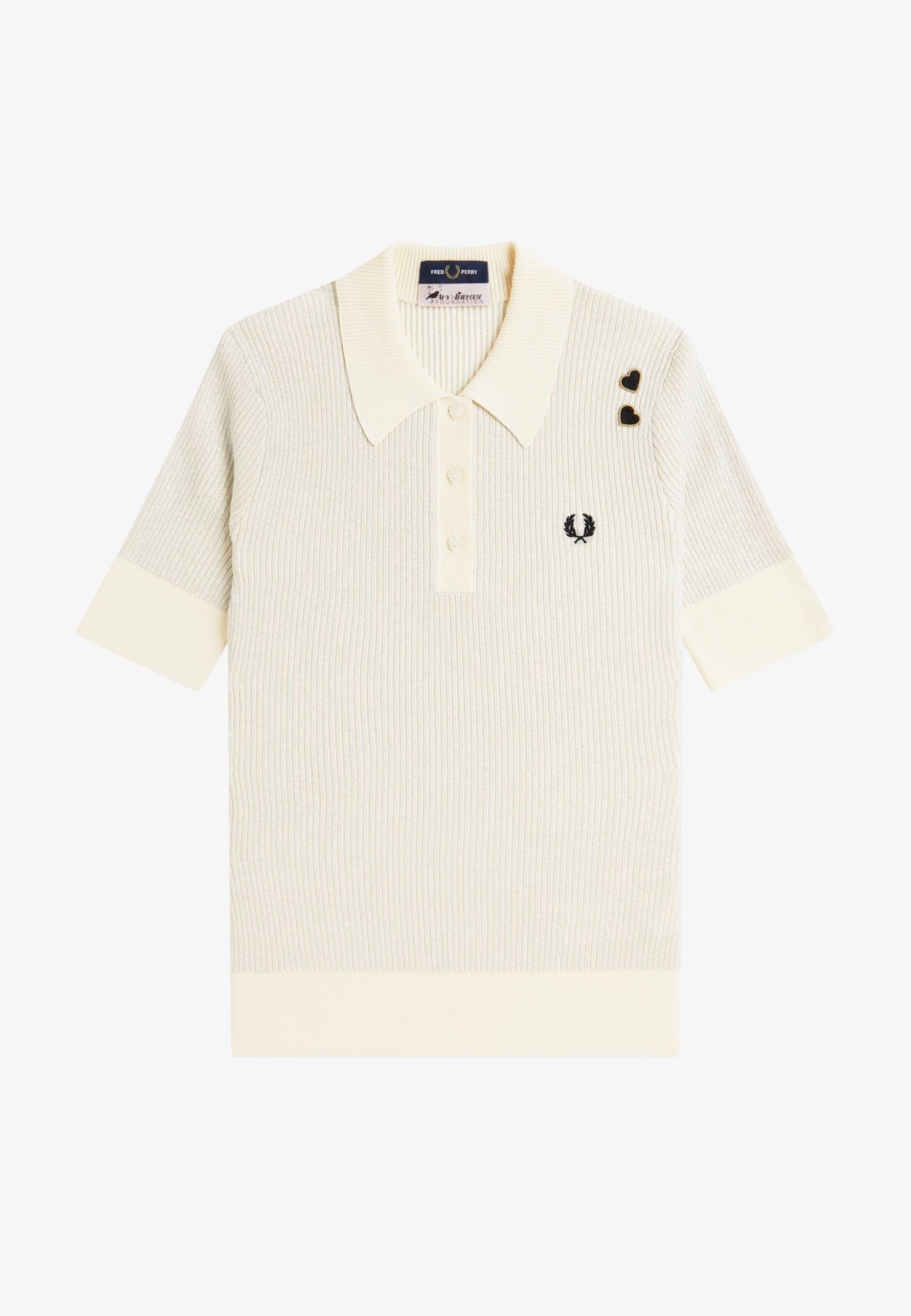 Fred Perry x Amy Winehouse - Metallic Rib Knit Ecru - Polo | Women-Image