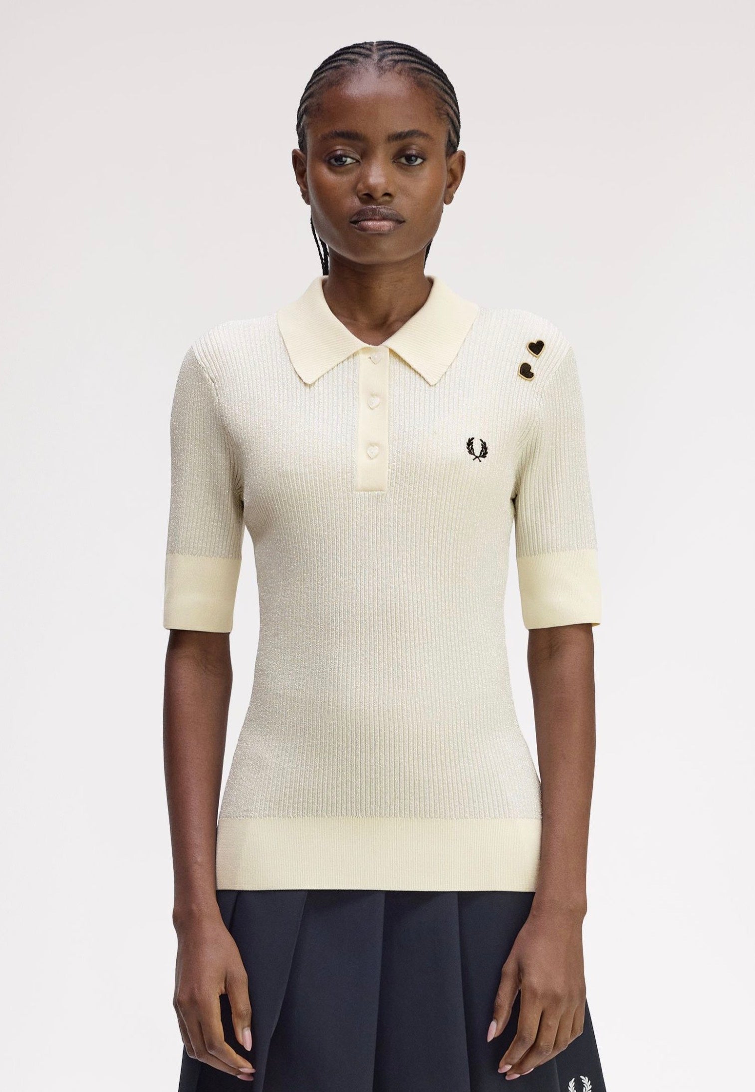 Fred Perry x Amy Winehouse - Metallic Rib Knit Ecru - Polo | Women-Image